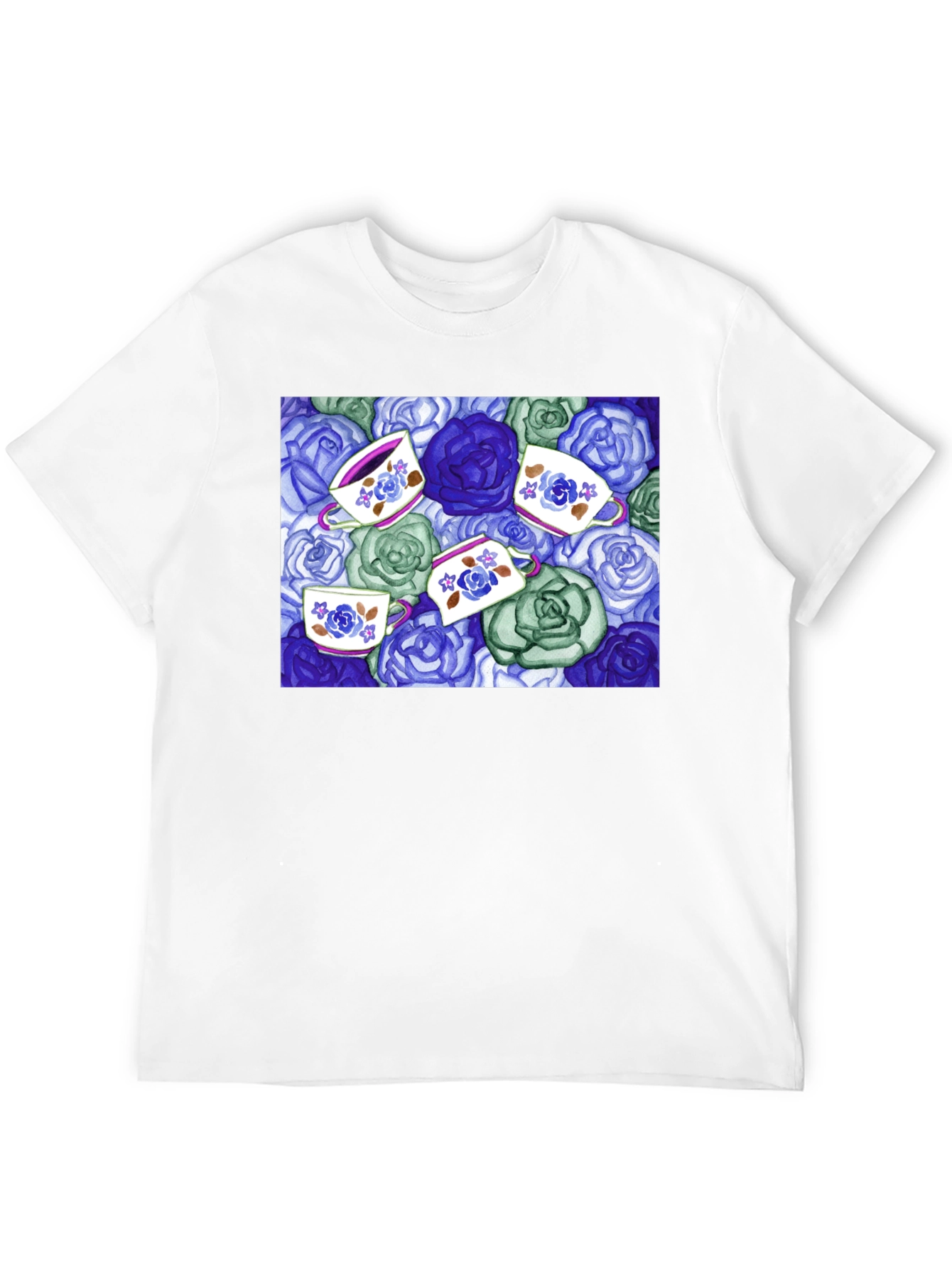 Floral Tea Cup T-Shirt - Unique Design