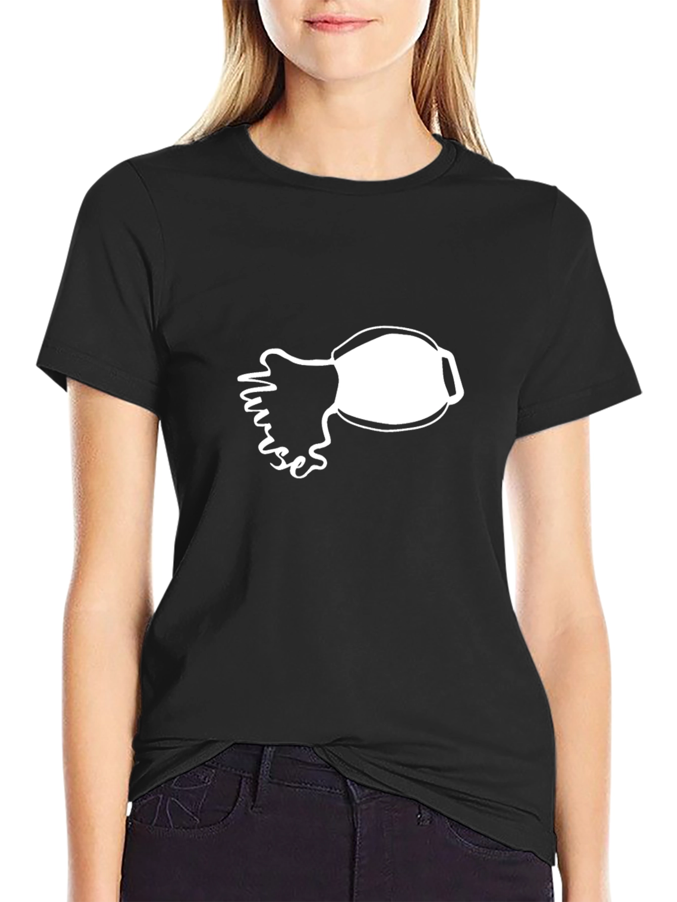 Nurse Mask Graphic Tee - Black Cotton Shirt