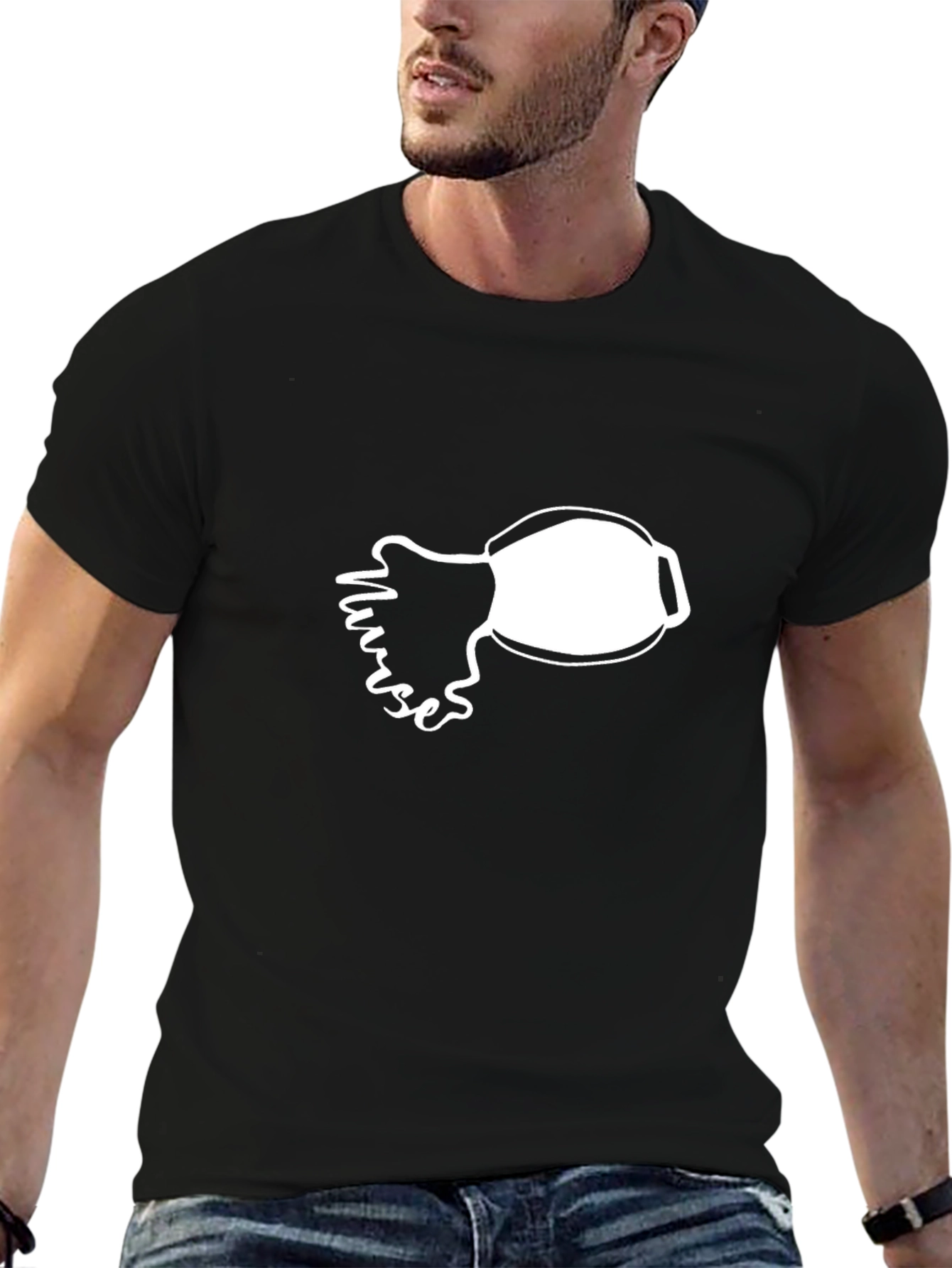 Nurse Mask Graphic Tee - Black Cotton Shirt