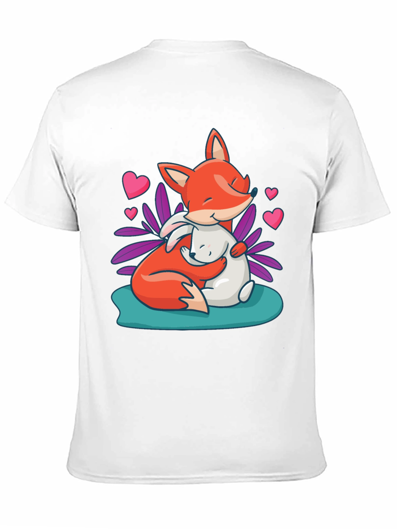 Fox & Bunny Hug Graphic T-Shirt