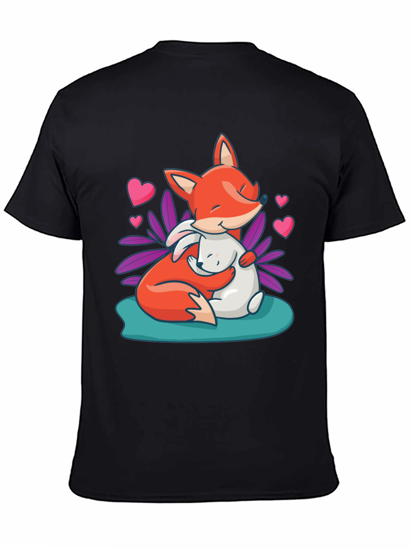 Fox & Bunny Hug Graphic T-Shirt