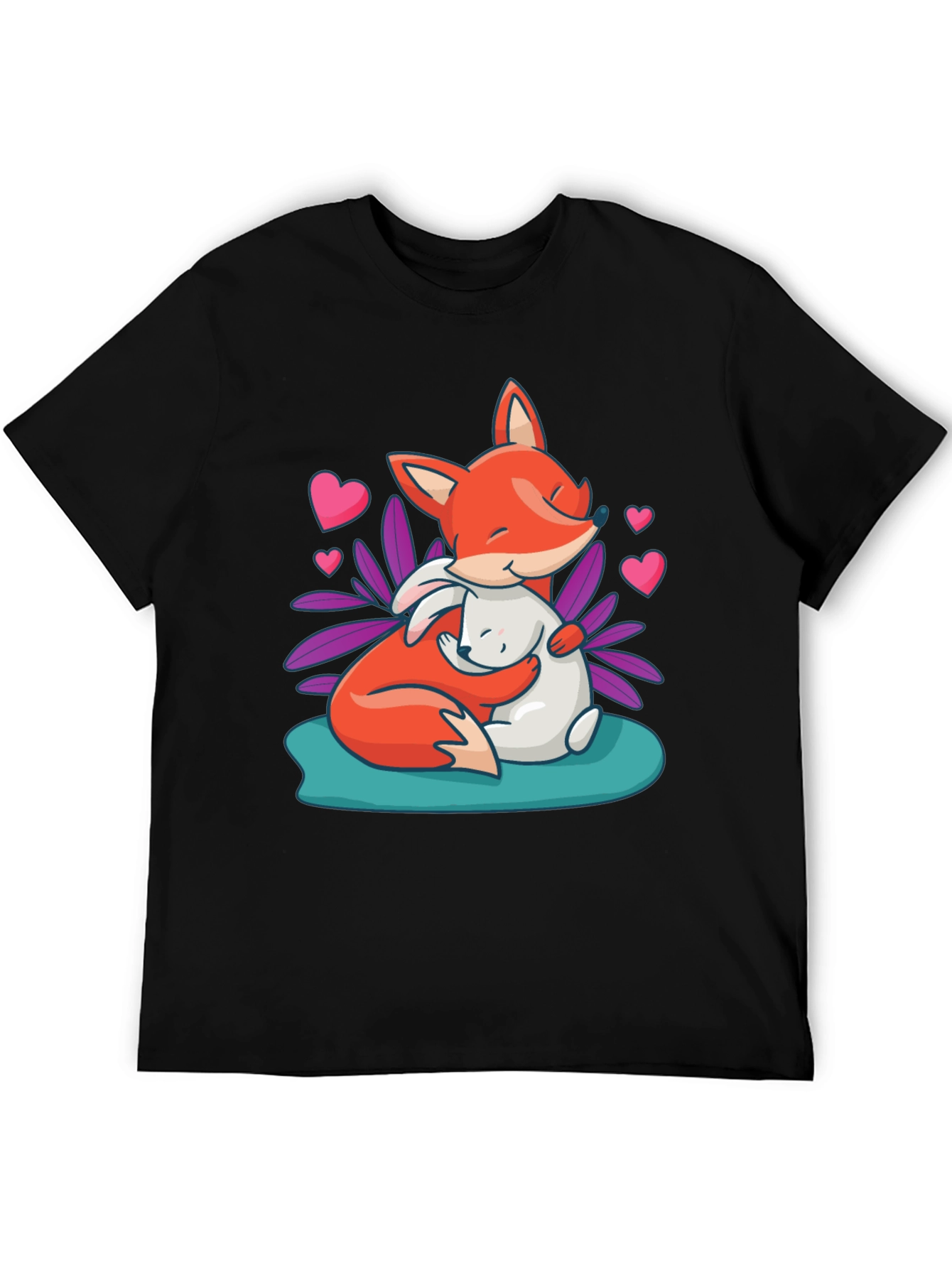 Fox & Bunny Hug Graphic T-Shirt