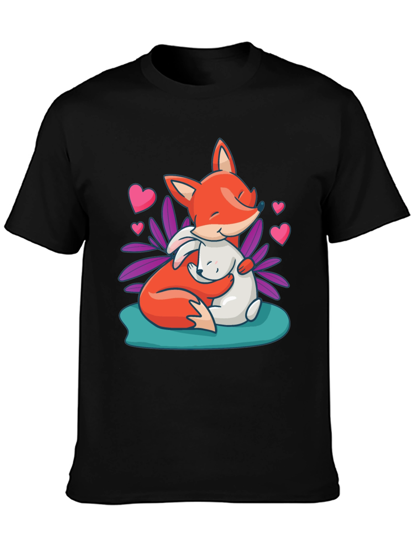 Fox & Bunny Hug Graphic T-Shirt