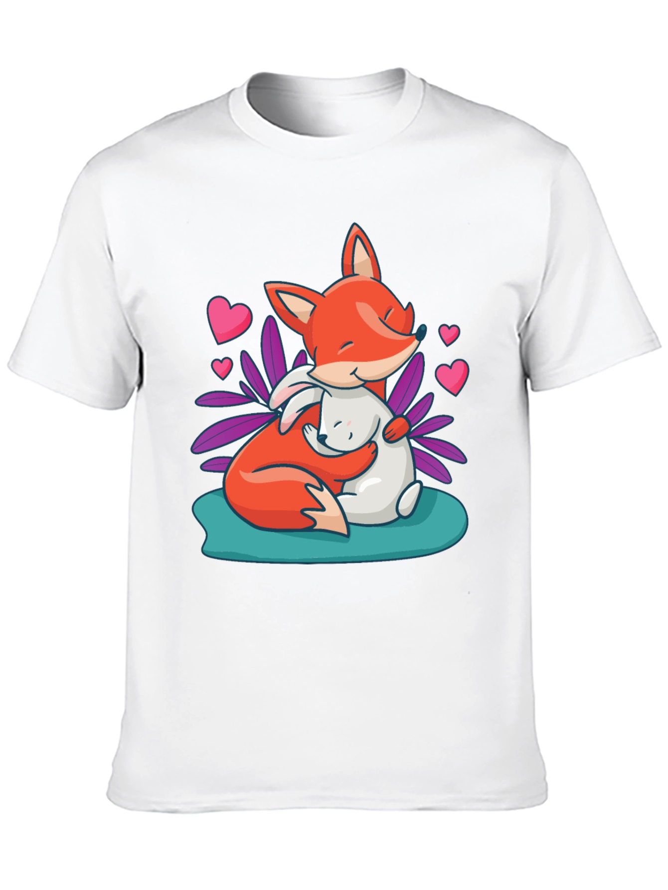 Fox & Bunny Hug Graphic T-Shirt