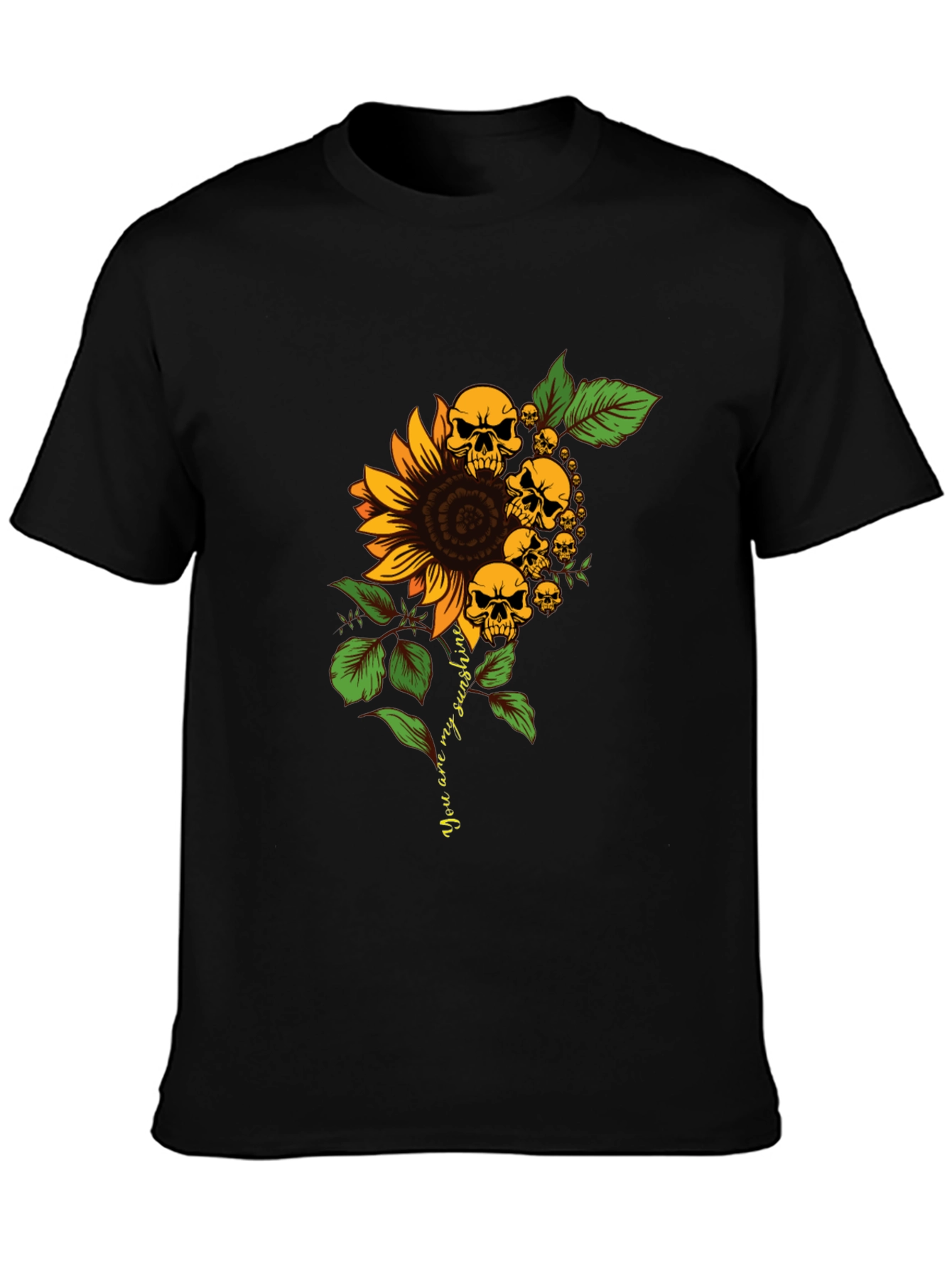 Skull Sunflower Graphic Tee - Black T-Shirt