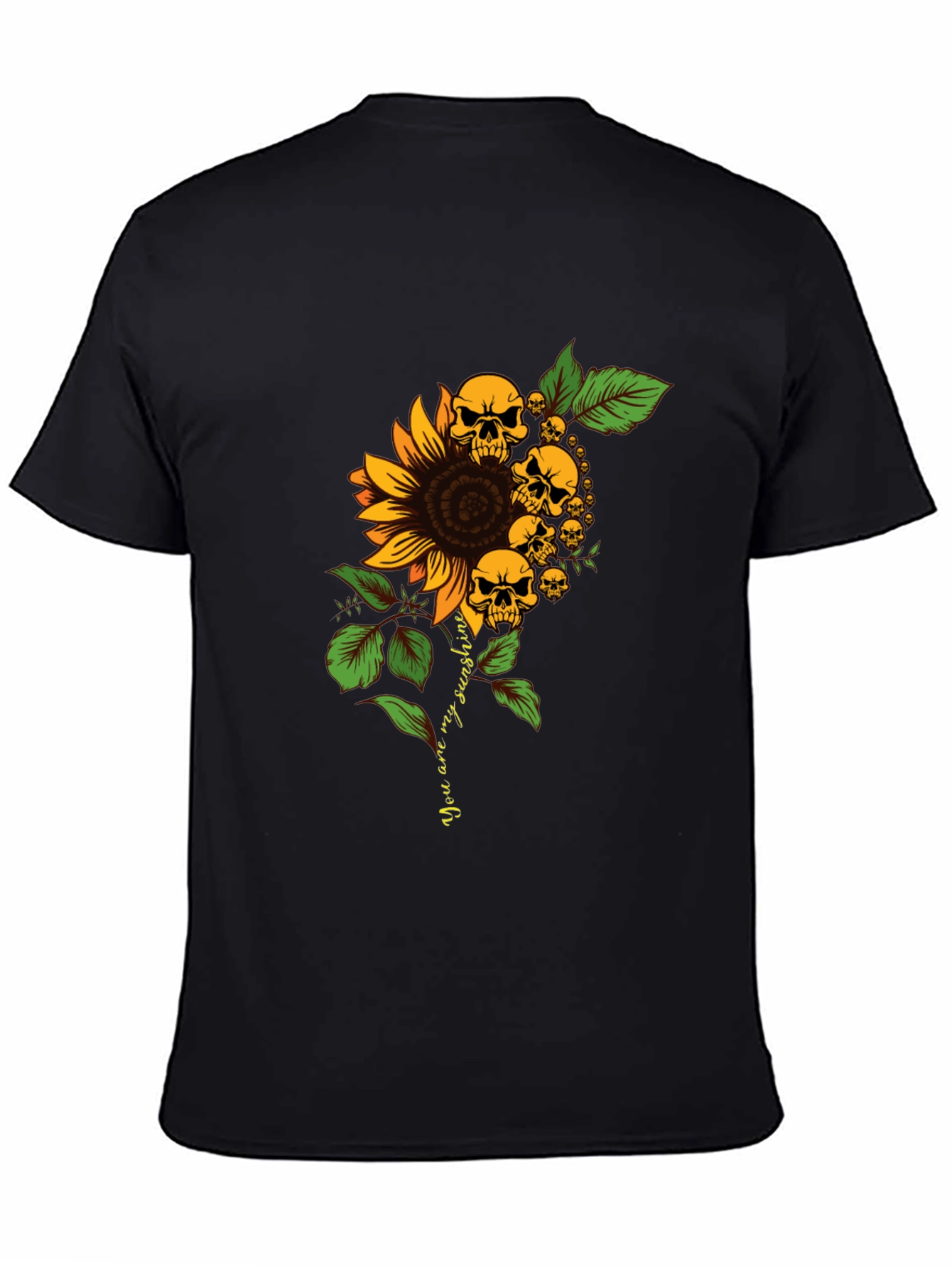 Skull Sunflower Graphic Tee - Black T-Shirt