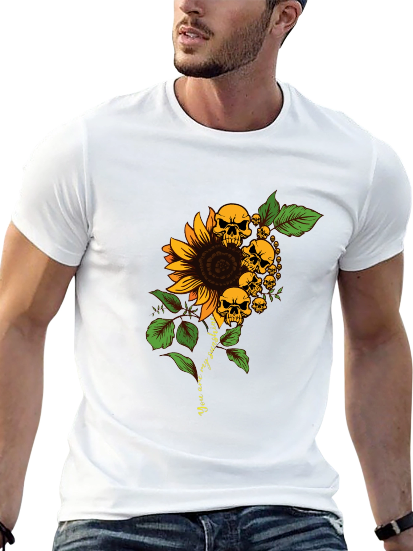 Skull Sunflower Graphic Tee - Black T-Shirt