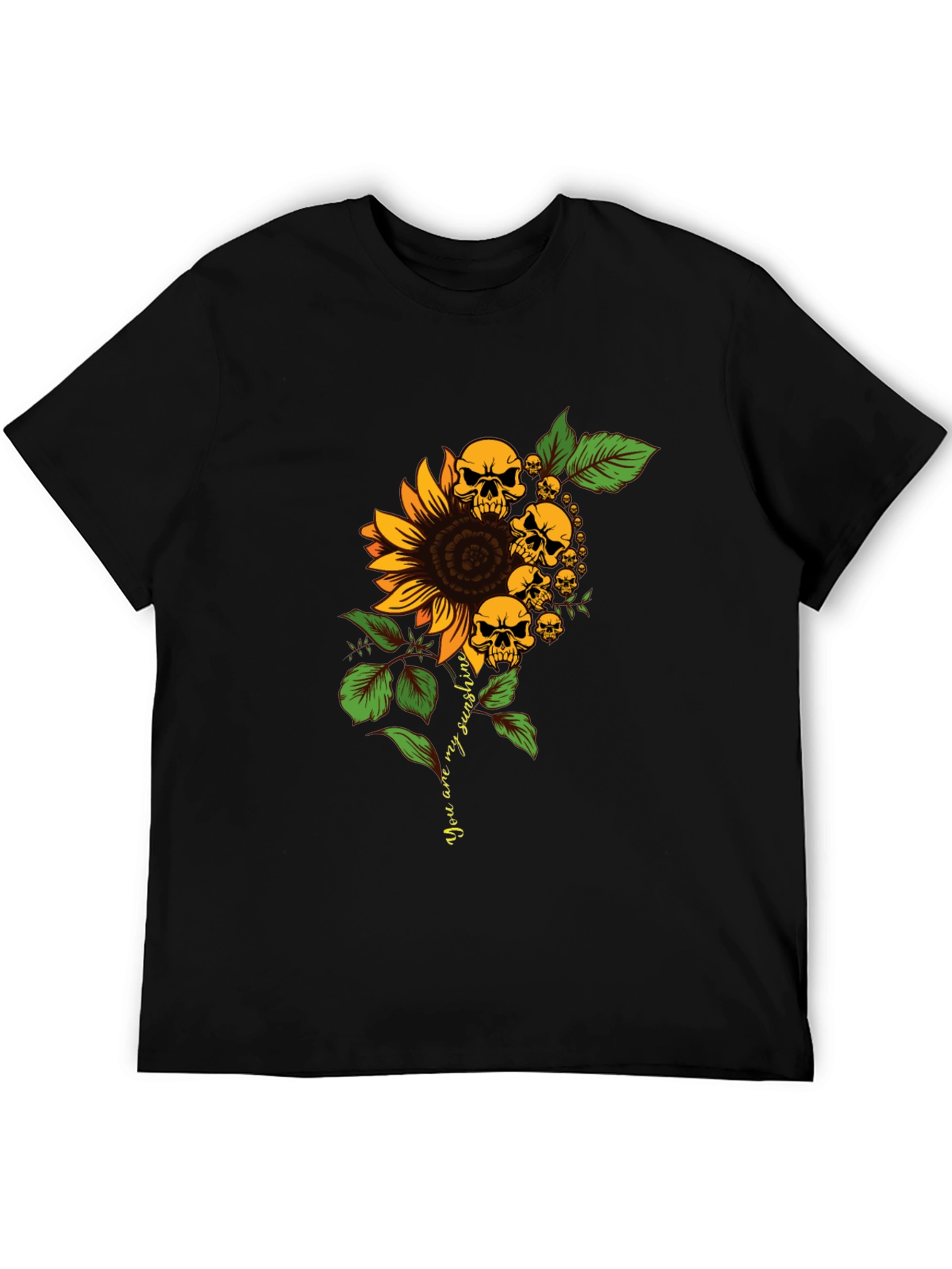 Skull Sunflower Graphic Tee - Black T-Shirt