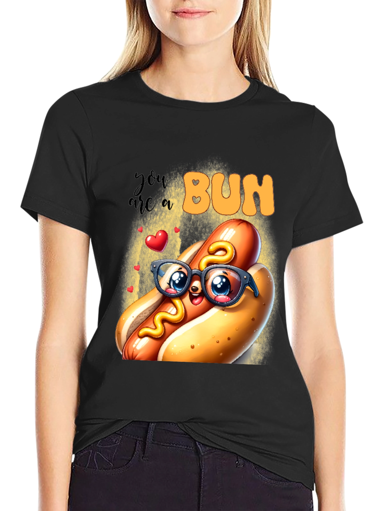 Cute Hotdog Graphic T-Shirt - You are a Bun