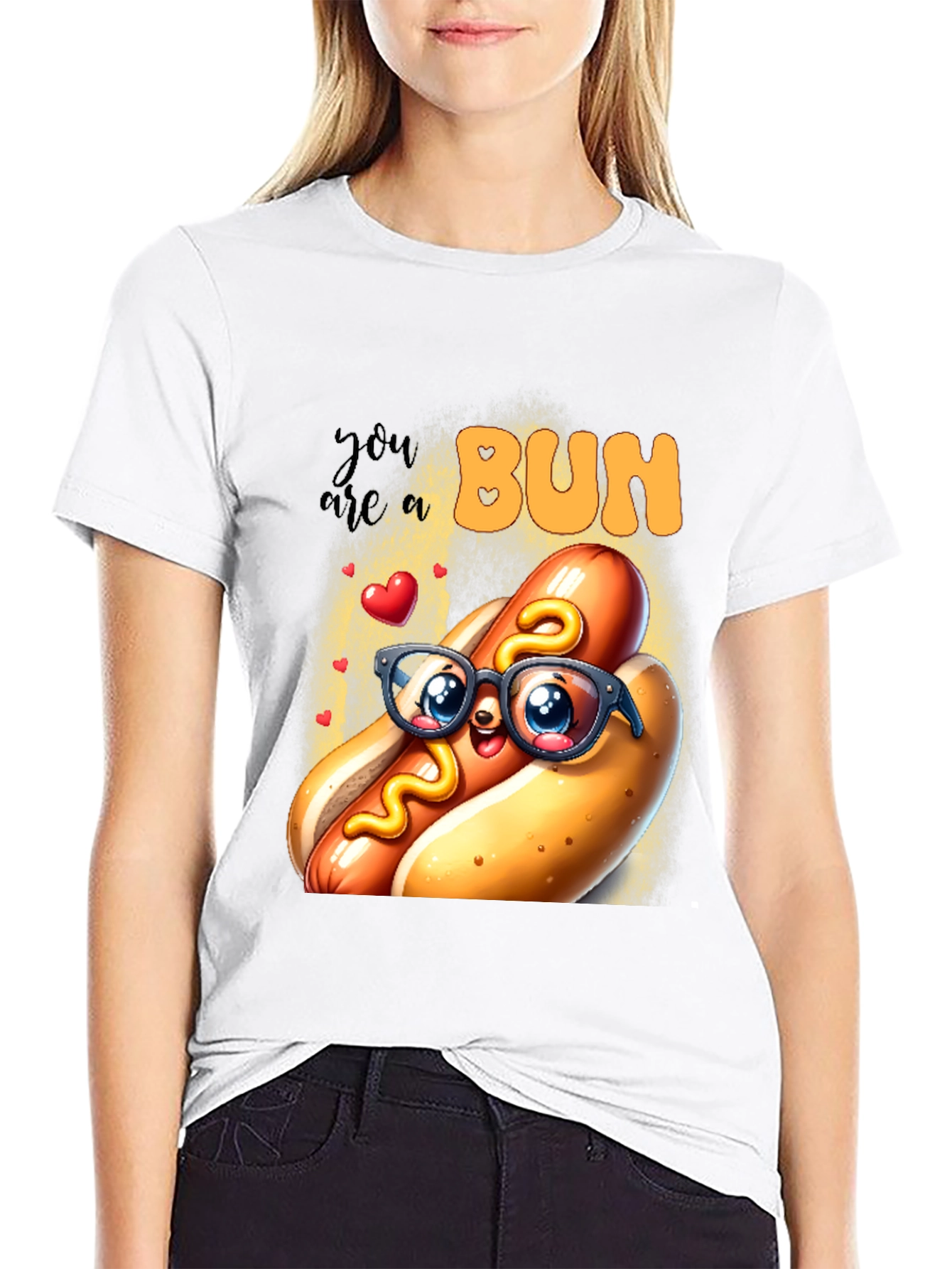 Cute Hotdog Graphic T-Shirt - You are a Bun