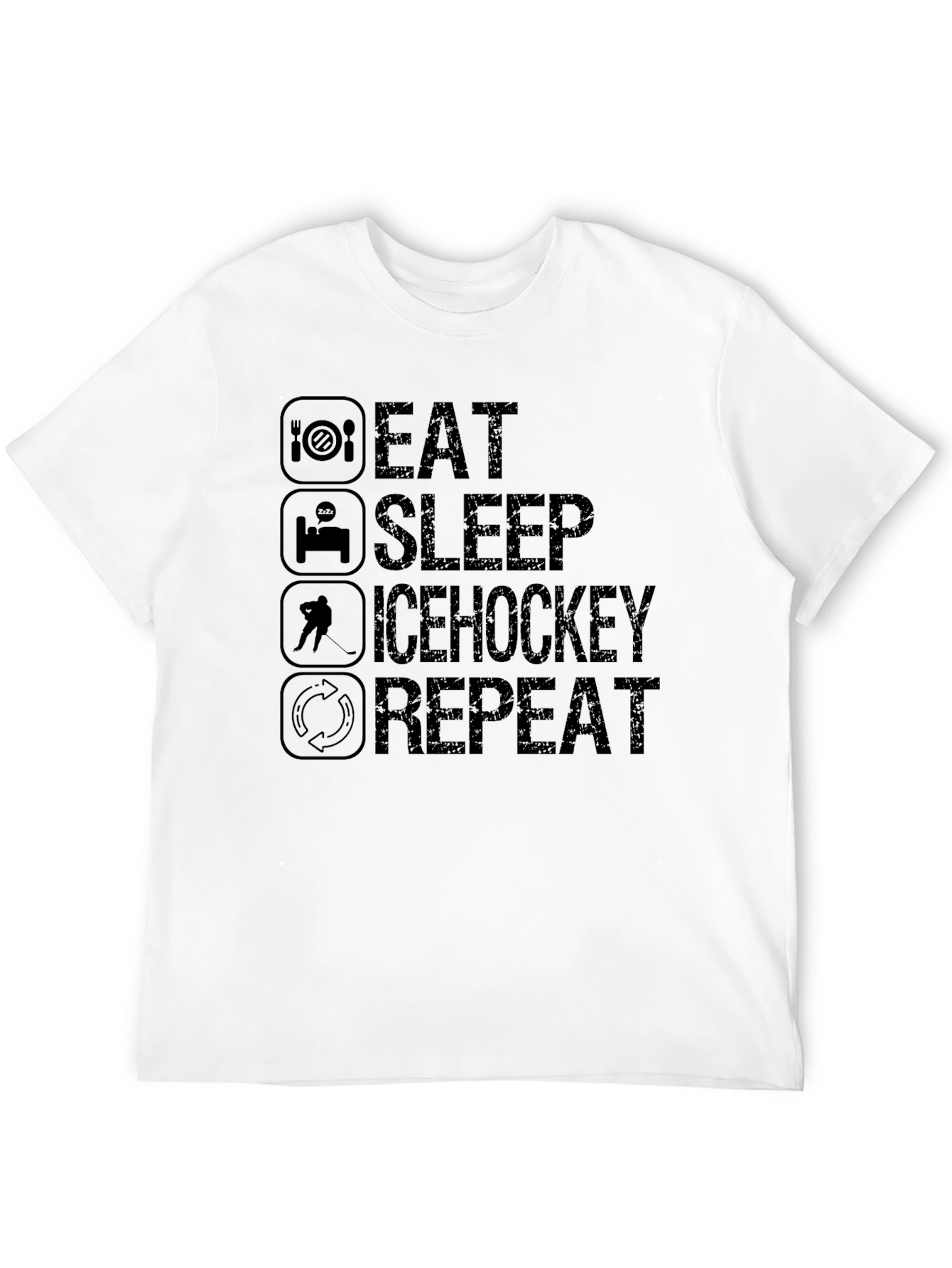 Eat Sleep Ice Hockey Repeat Black T-Shirt