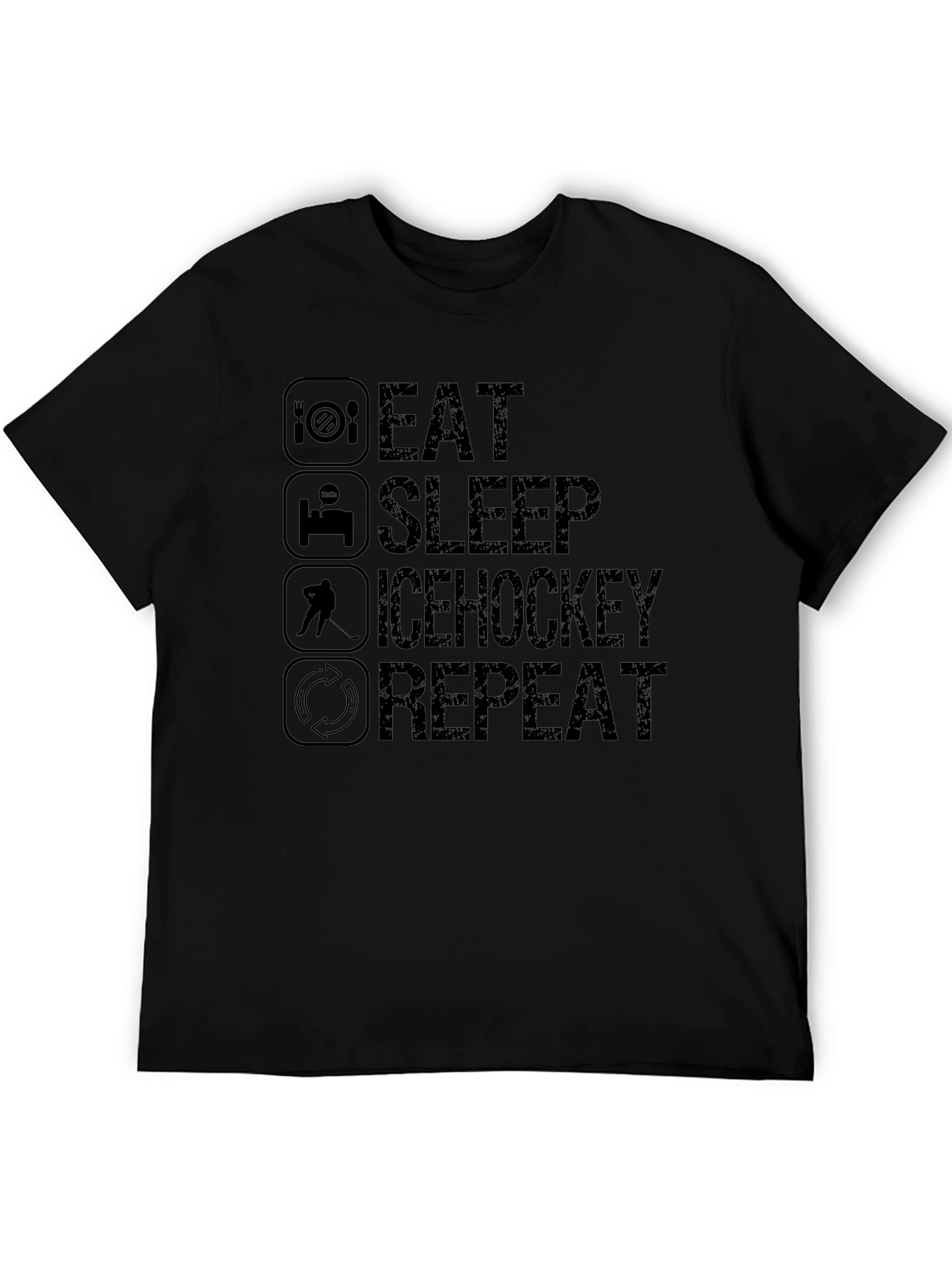 Eat Sleep Ice Hockey Repeat Black T-Shirt
