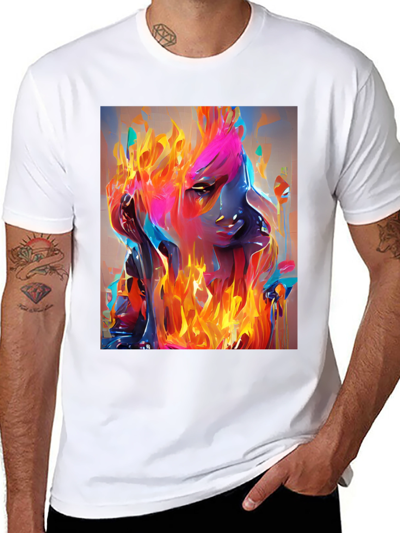 Abstract Fire Art Black T-Shirt