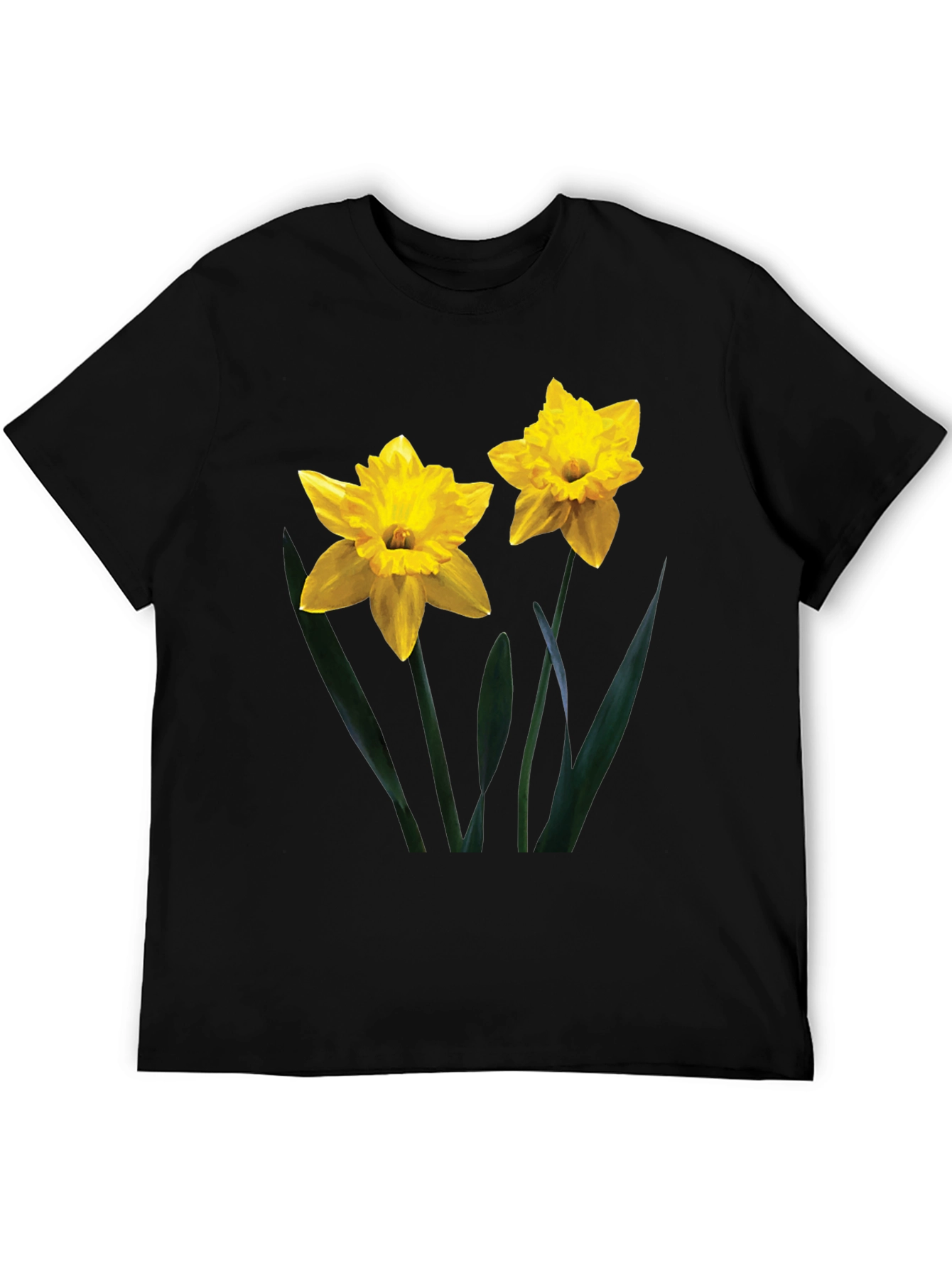 Daffodil Print Black T-Shirt