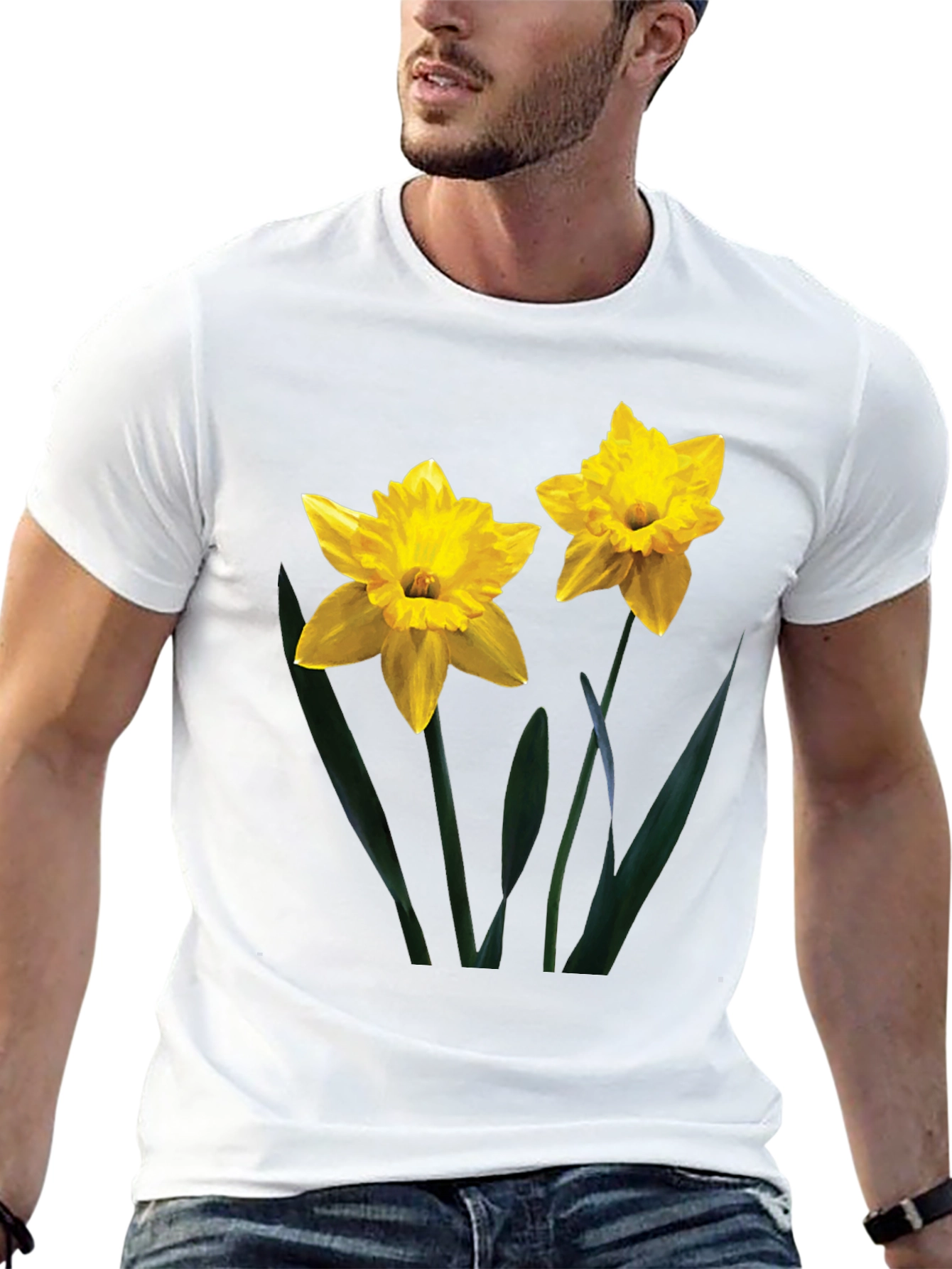 Daffodil Print Black T-Shirt