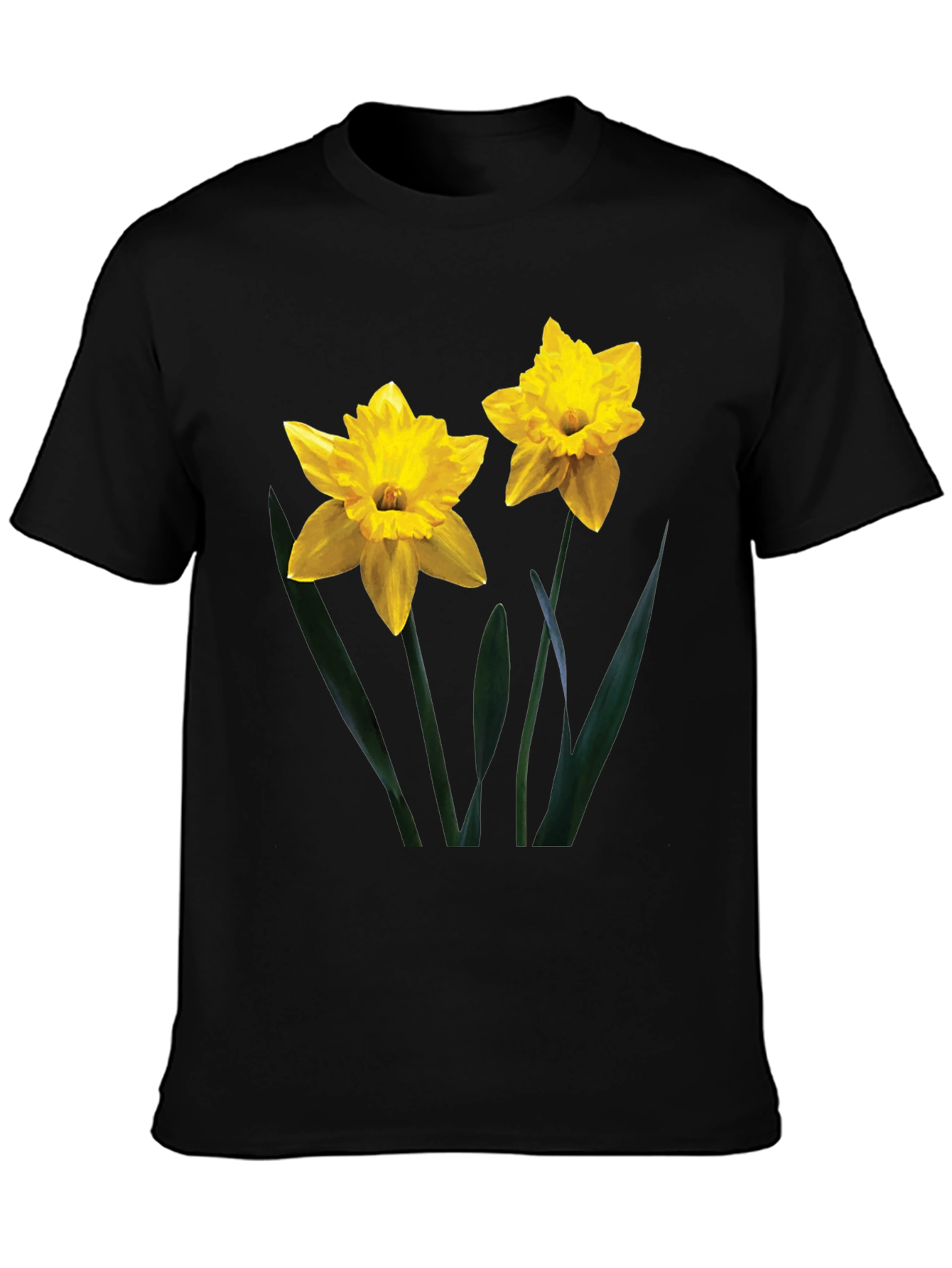 Daffodil Print Black T-Shirt