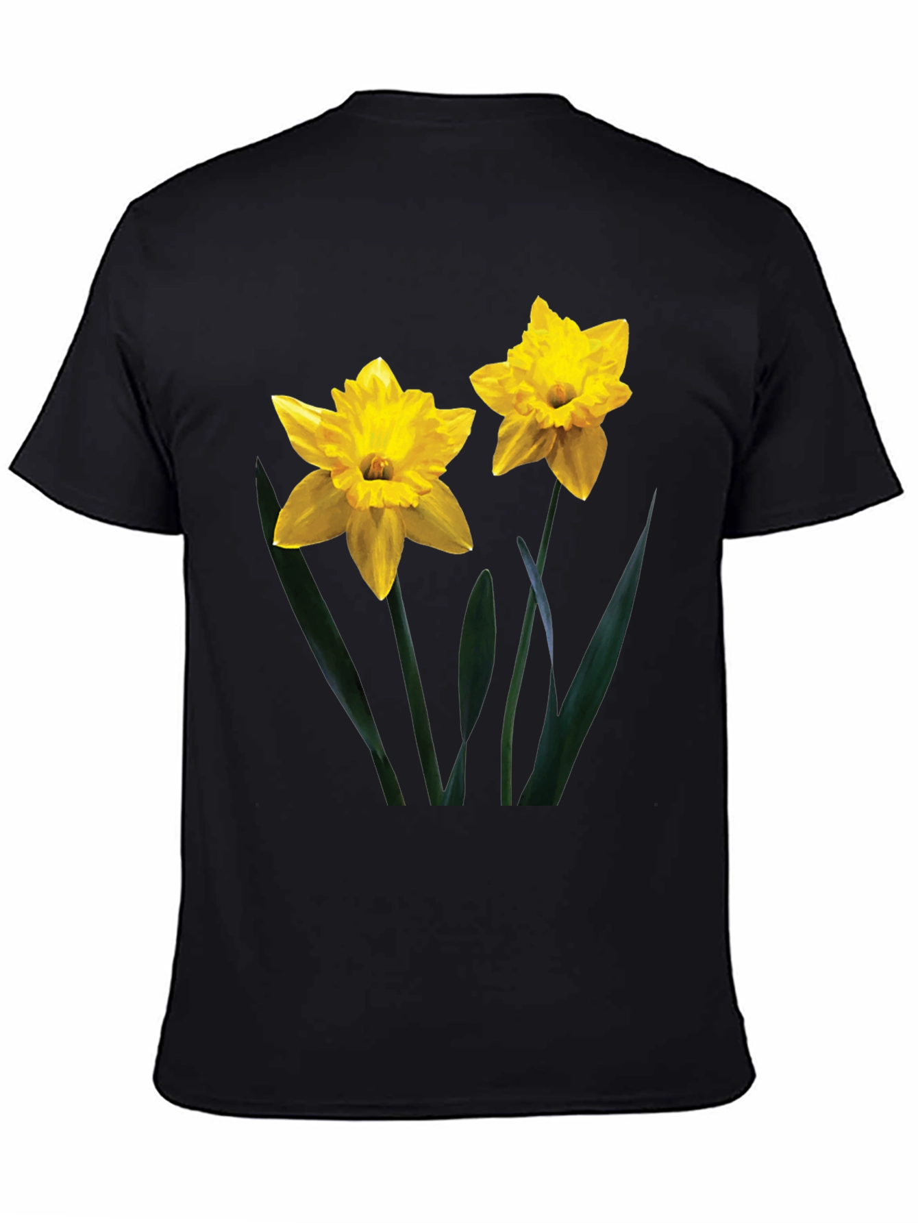 Daffodil Print Black T-Shirt