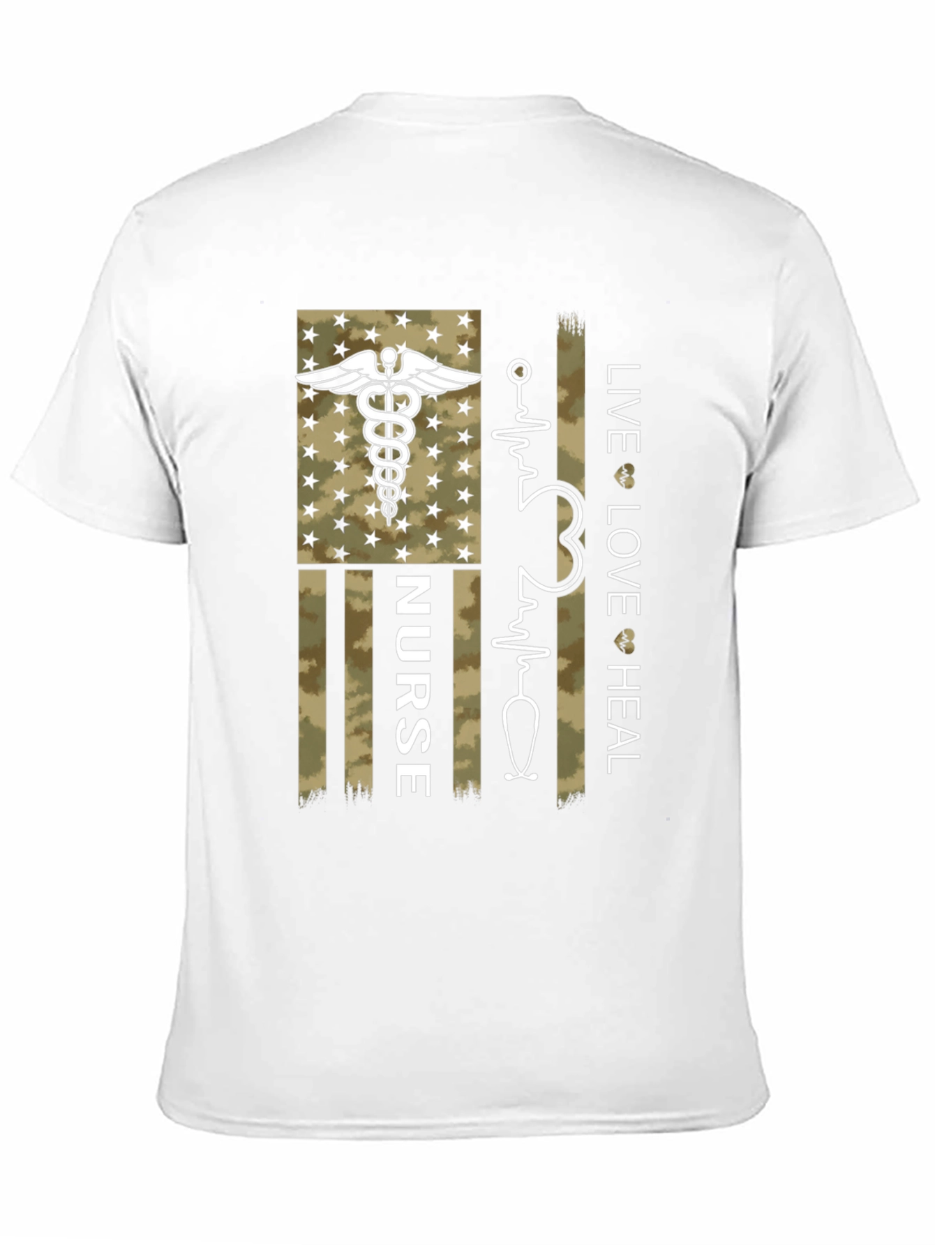 Nurse American Flag Graphic Tee - Live Love Heal