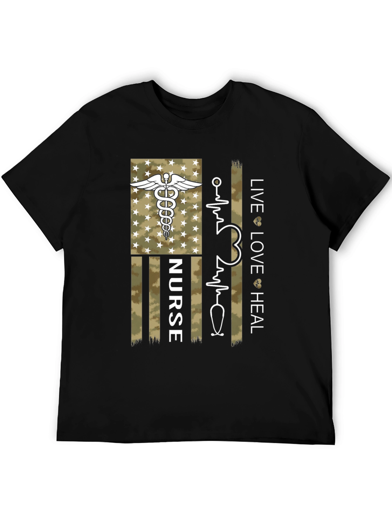 Nurse American Flag Graphic Tee - Live Love Heal