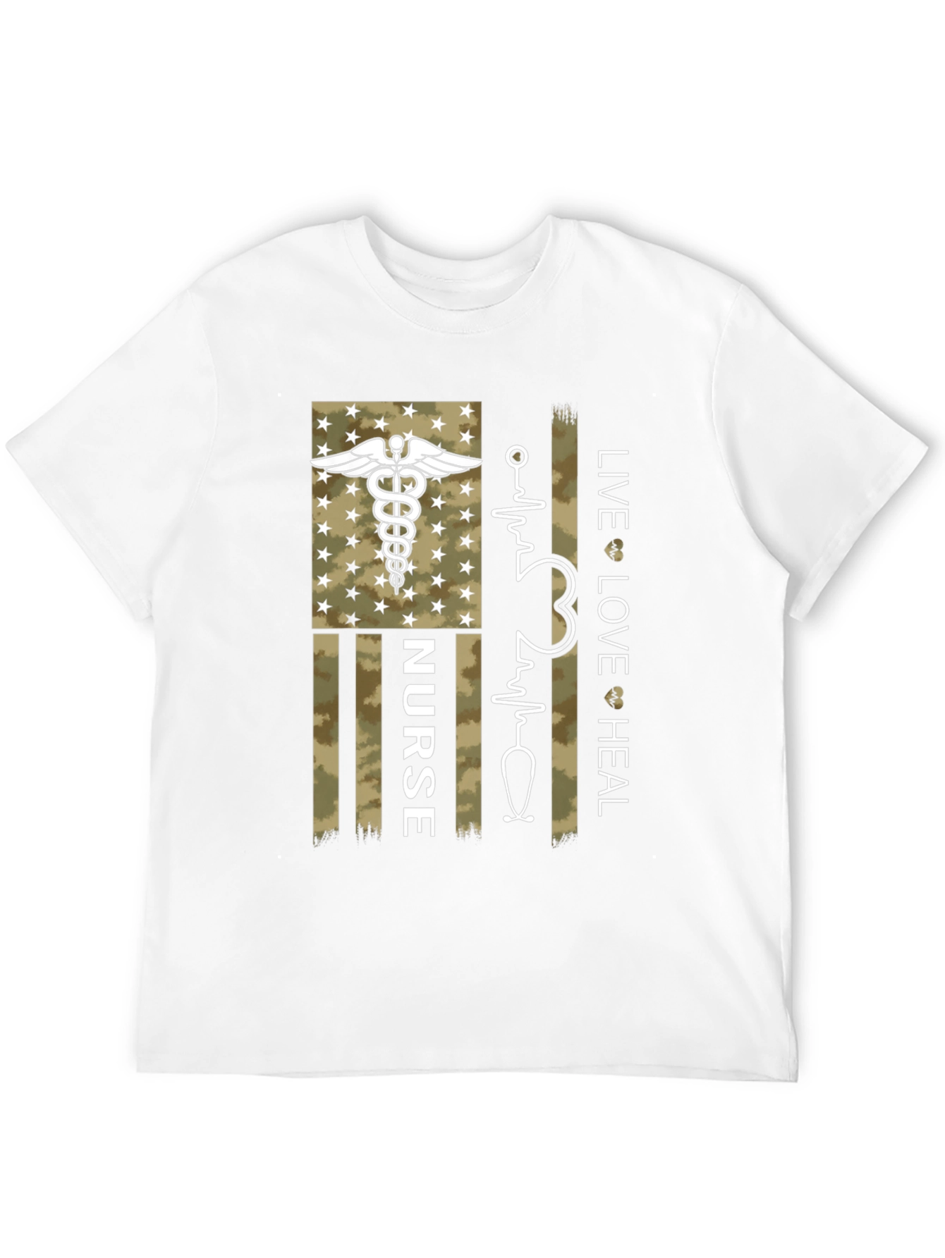 Nurse American Flag Graphic Tee - Live Love Heal