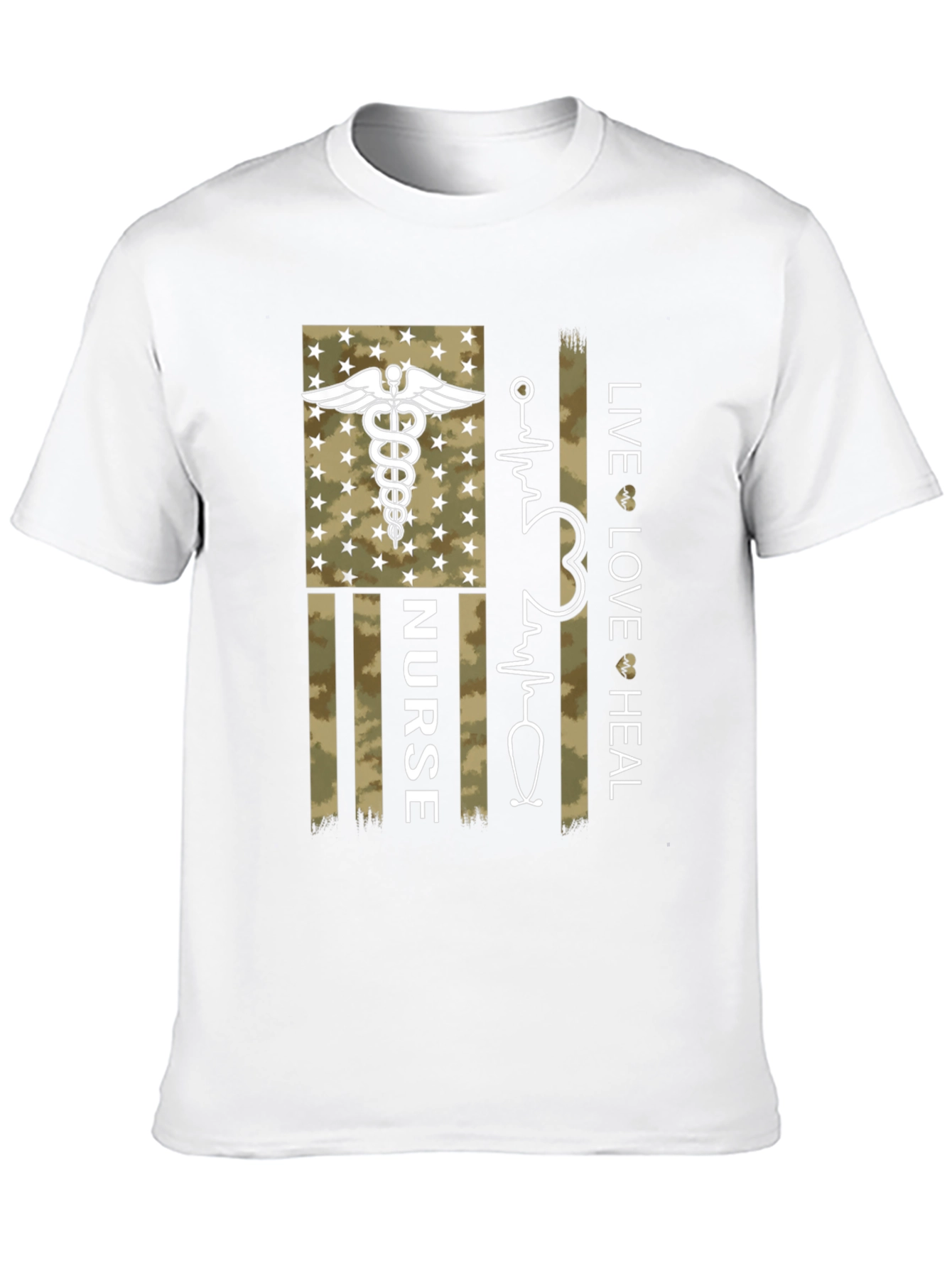 Nurse American Flag Graphic Tee - Live Love Heal