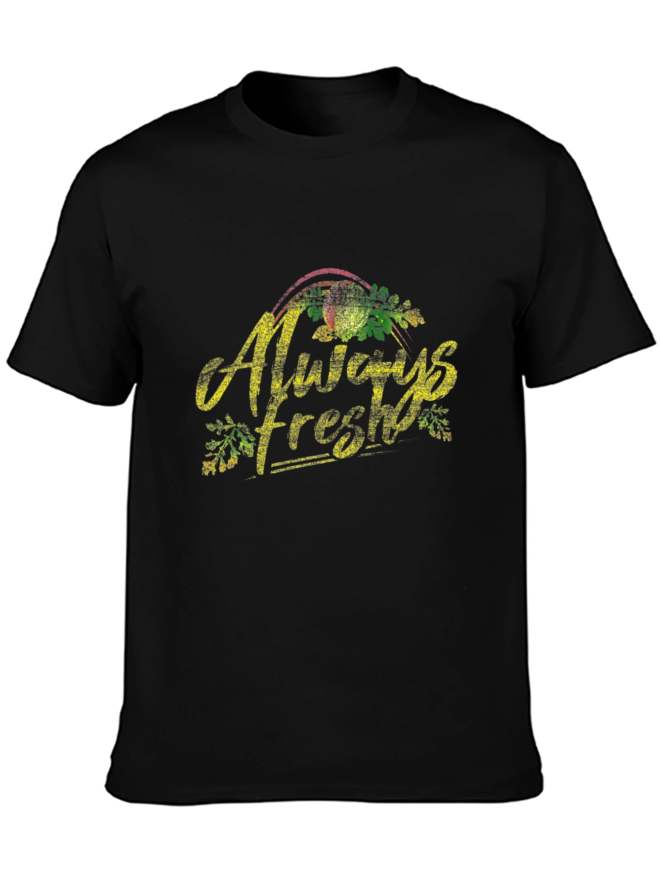 Always Fresh Graphic Tee - Black Cotton Casual T-Shirt