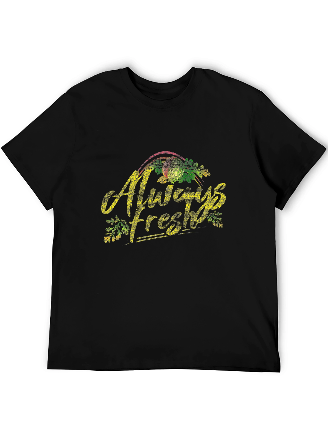 Always Fresh Graphic Tee - Black Cotton Casual T-Shirt