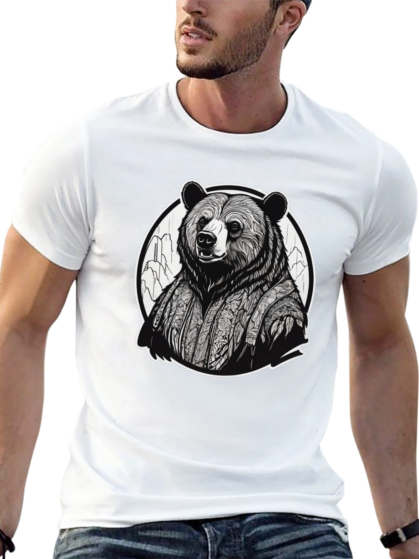 Bear Kimono Graphic Tee - Unique Streetwear