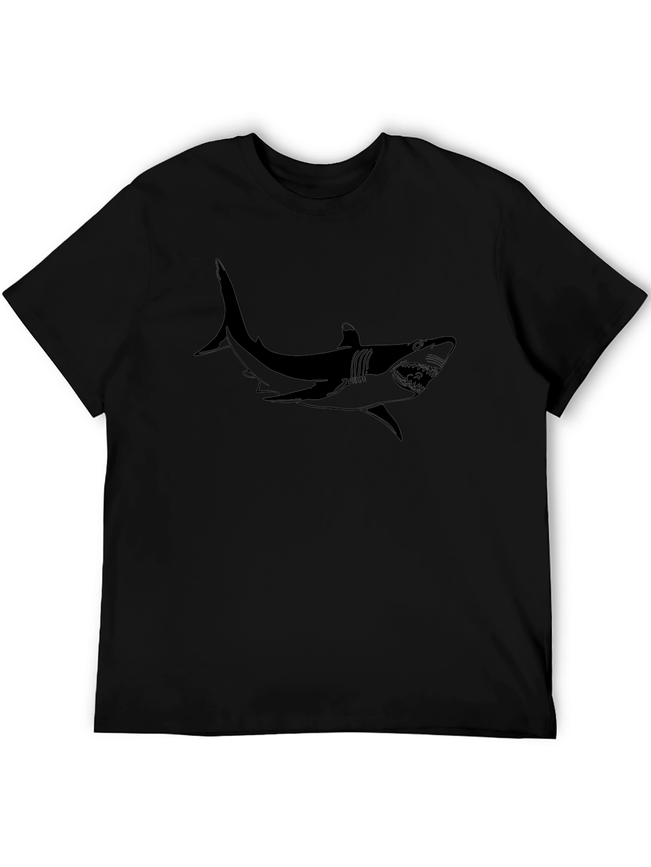 Shark Graphic Black T-Shirt - Mens Casual Tee