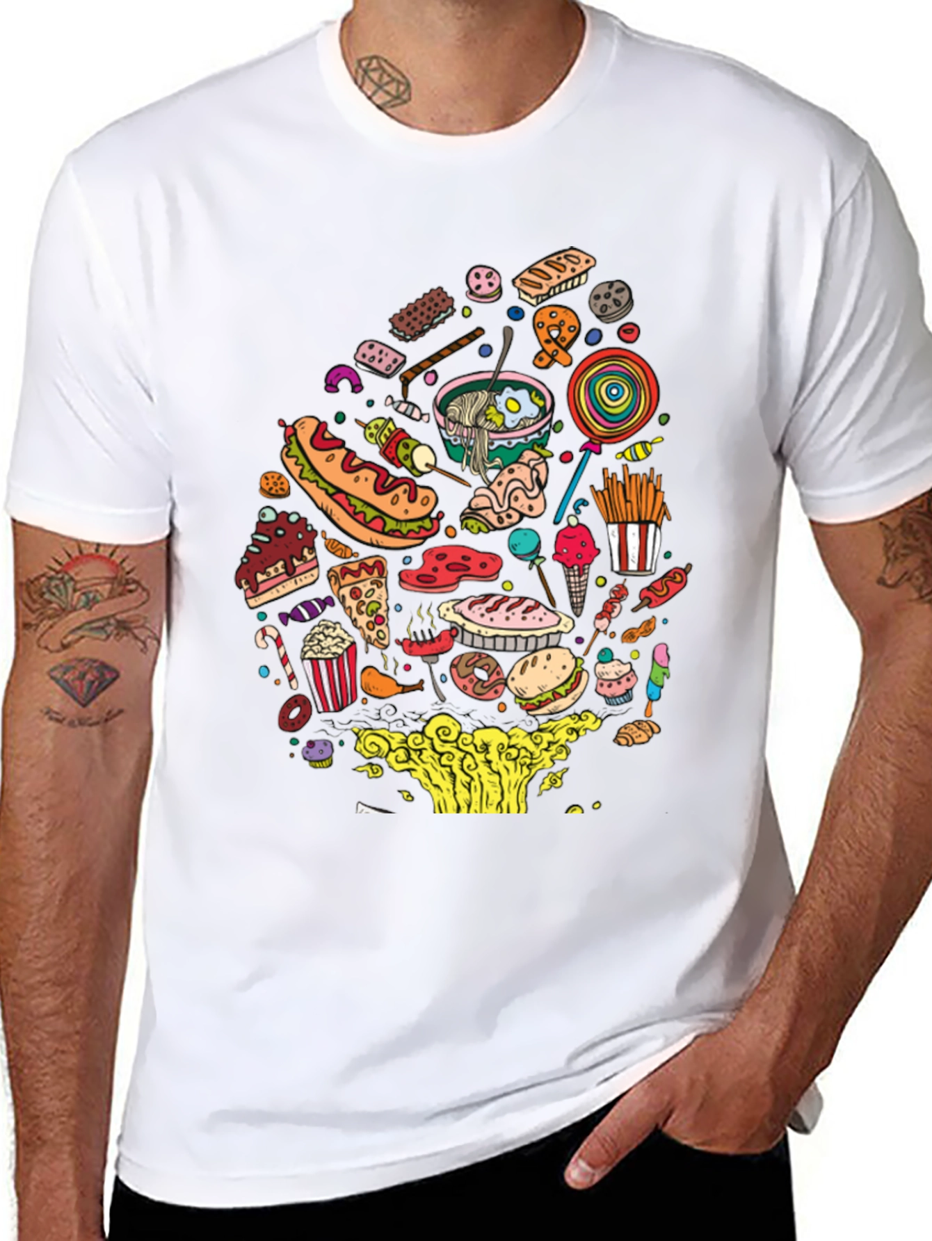 Junk Food Mania Graphic Tee - Black Casual T-Shirt