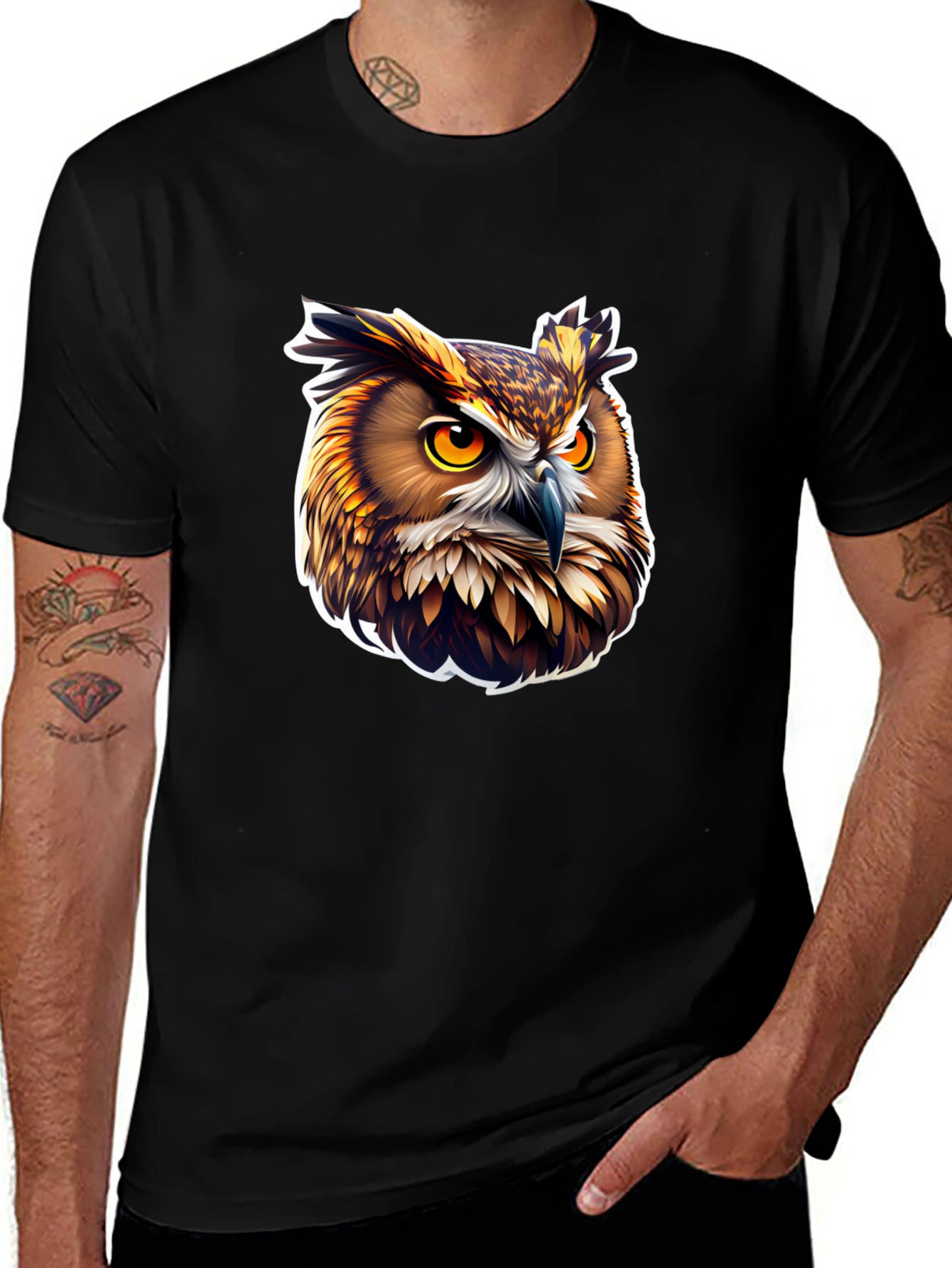 Owl Graphic Black T-Shirt