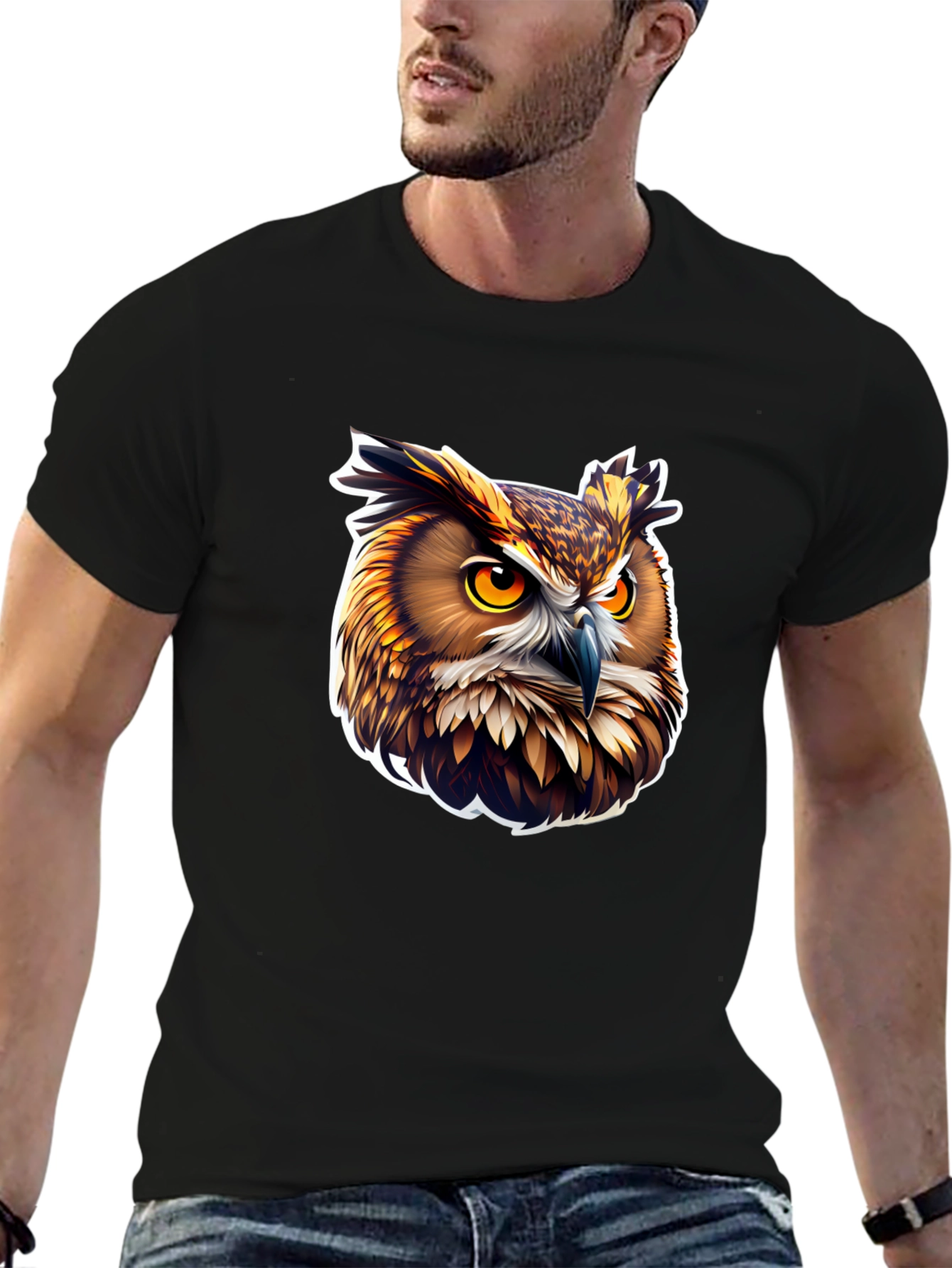 Owl Graphic Black T-Shirt