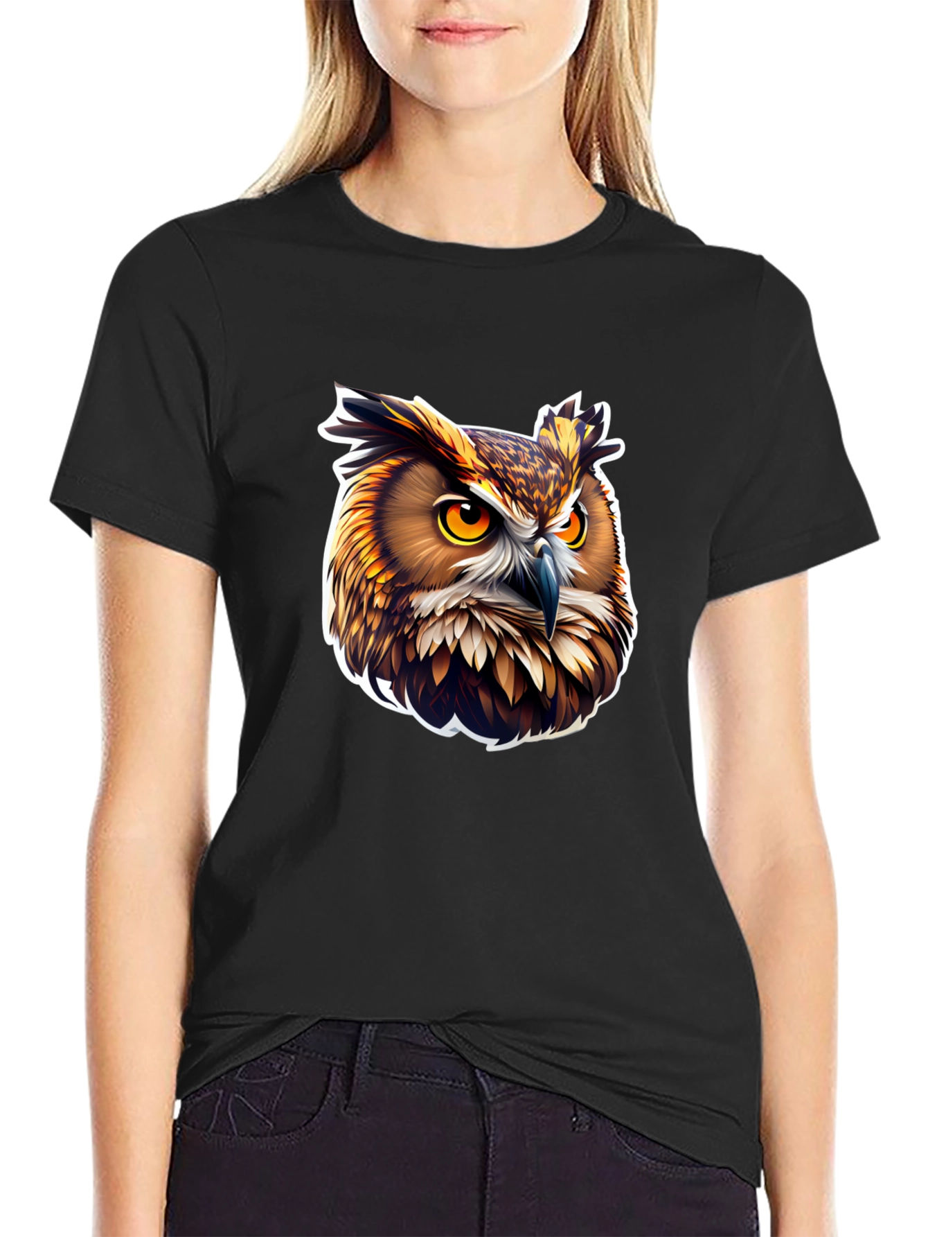 Owl Graphic Black T-Shirt