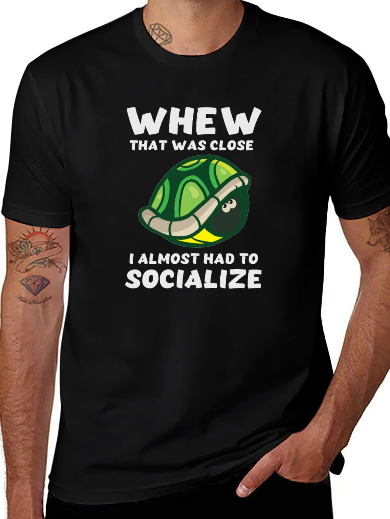Introvert Turtle Graphic T-Shirt - Socialize Avoidance