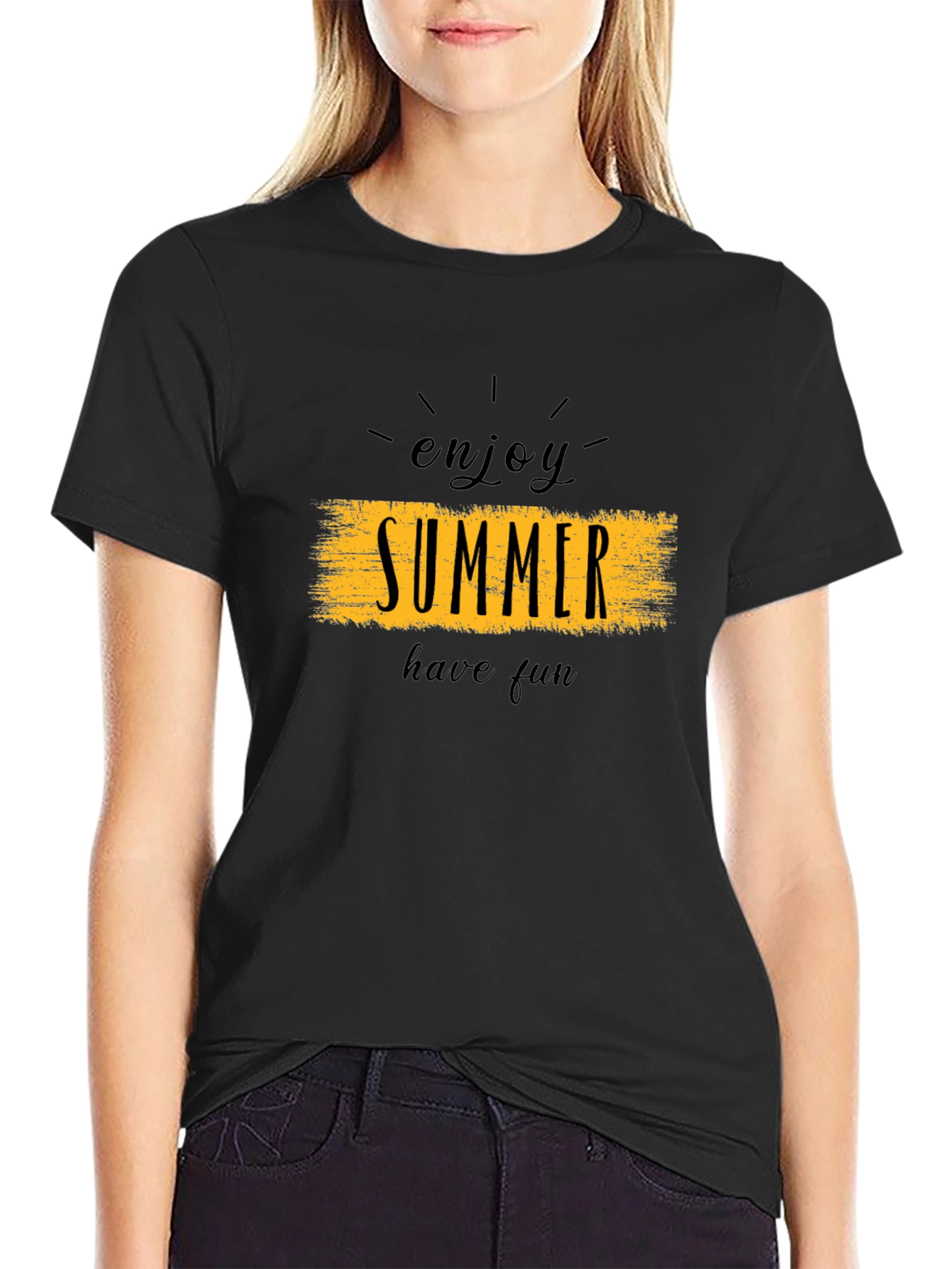 Enjoy Summer Black Graphic T-Shirt