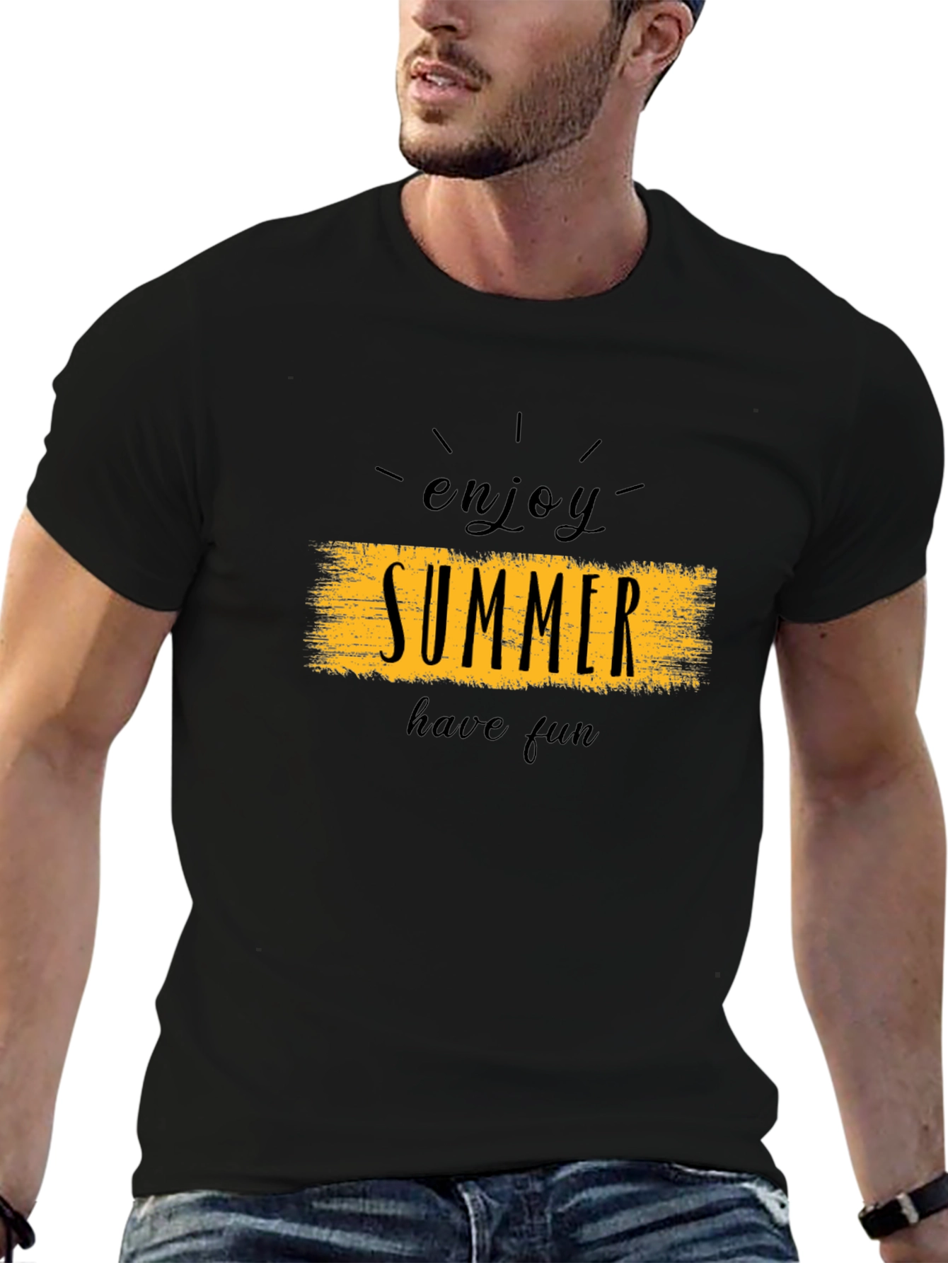 Enjoy Summer Black Graphic T-Shirt
