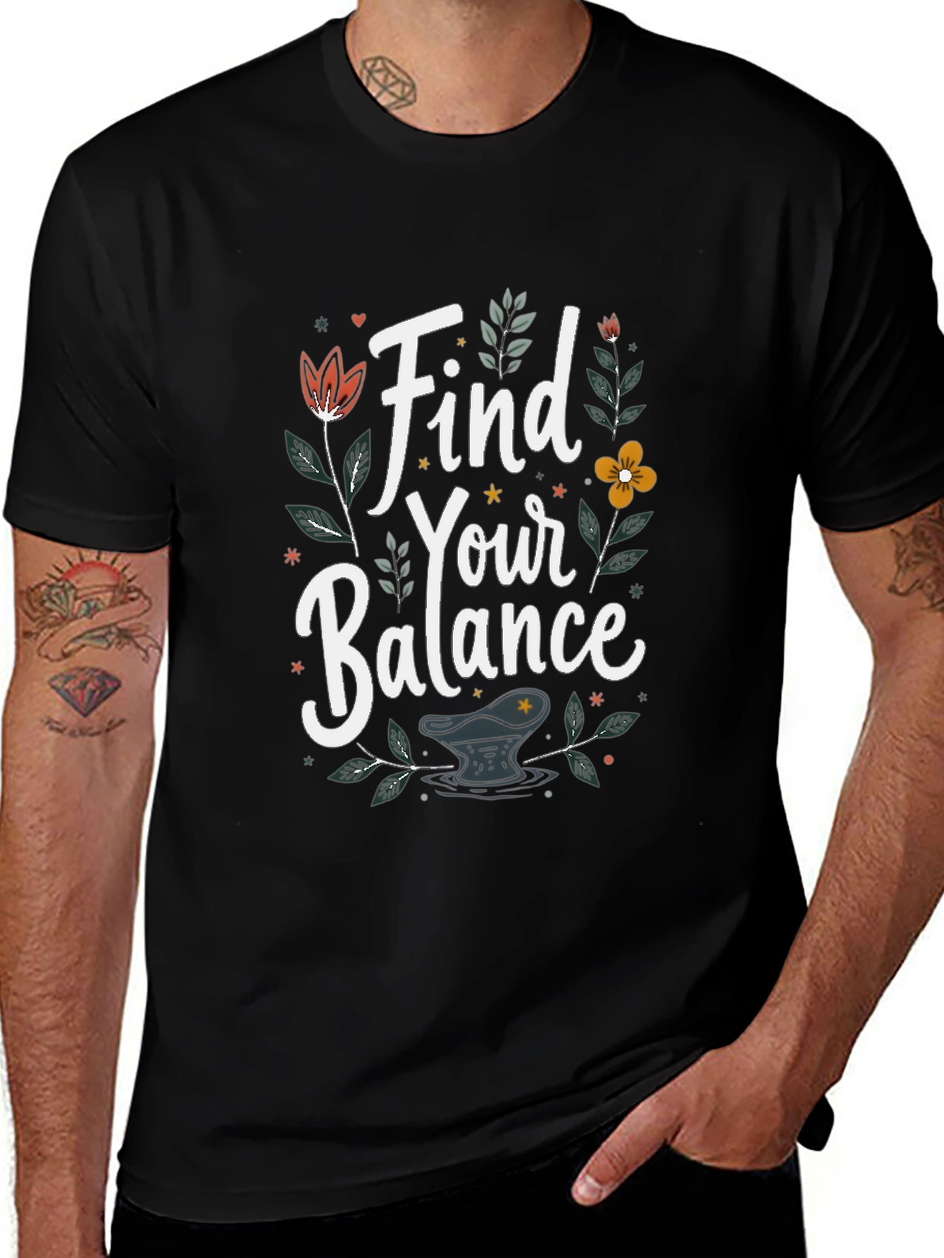 Find Your Balance Graphic T-Shirt - Black