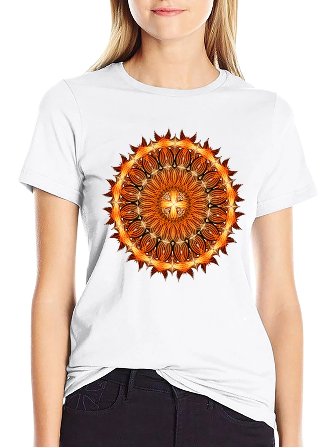 Fiery Mandala Graphic Black T-Shirt