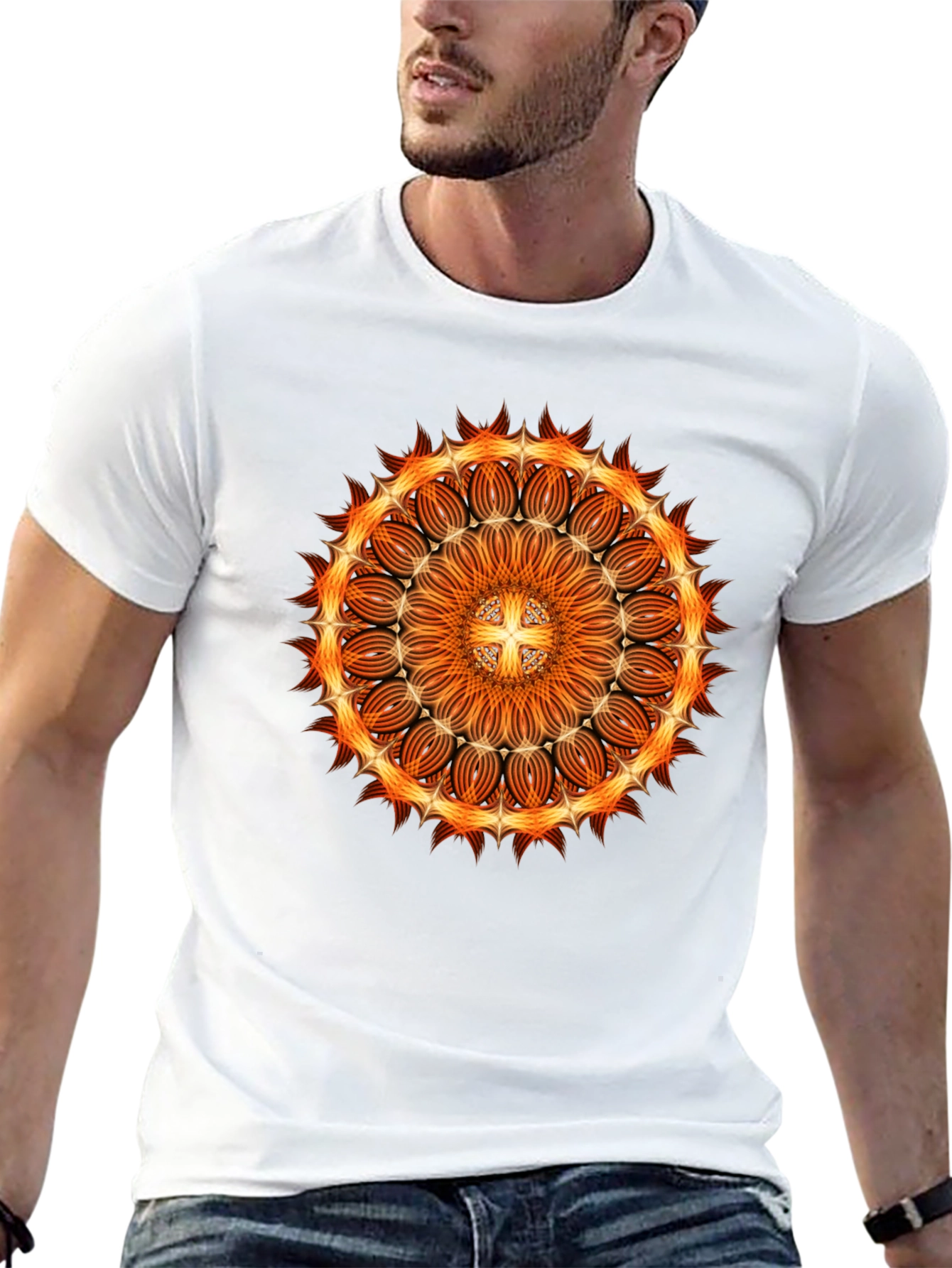 Fiery Mandala Graphic Black T-Shirt