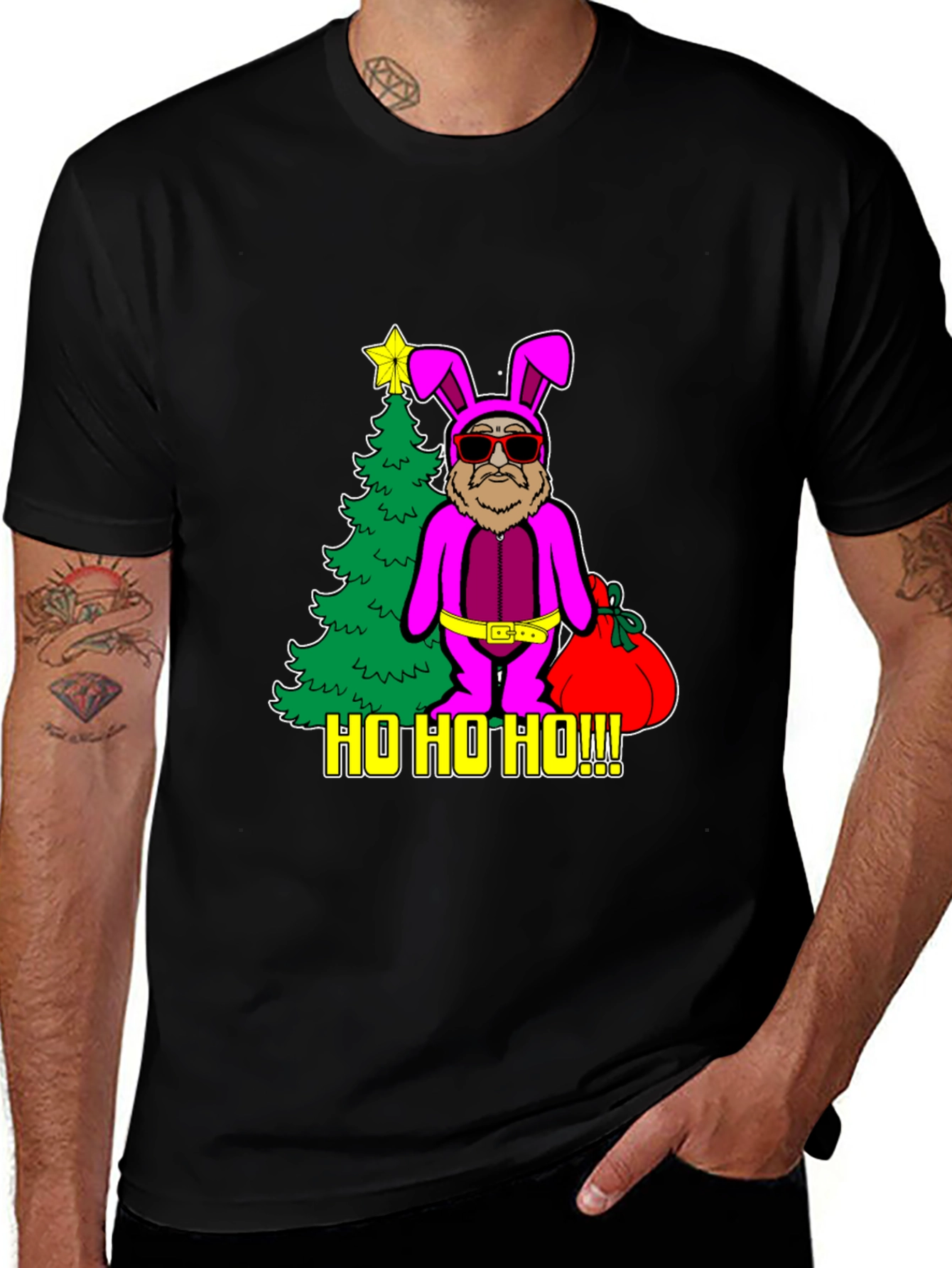 Funny Santa Bunny Costume Christmas T-Shirt