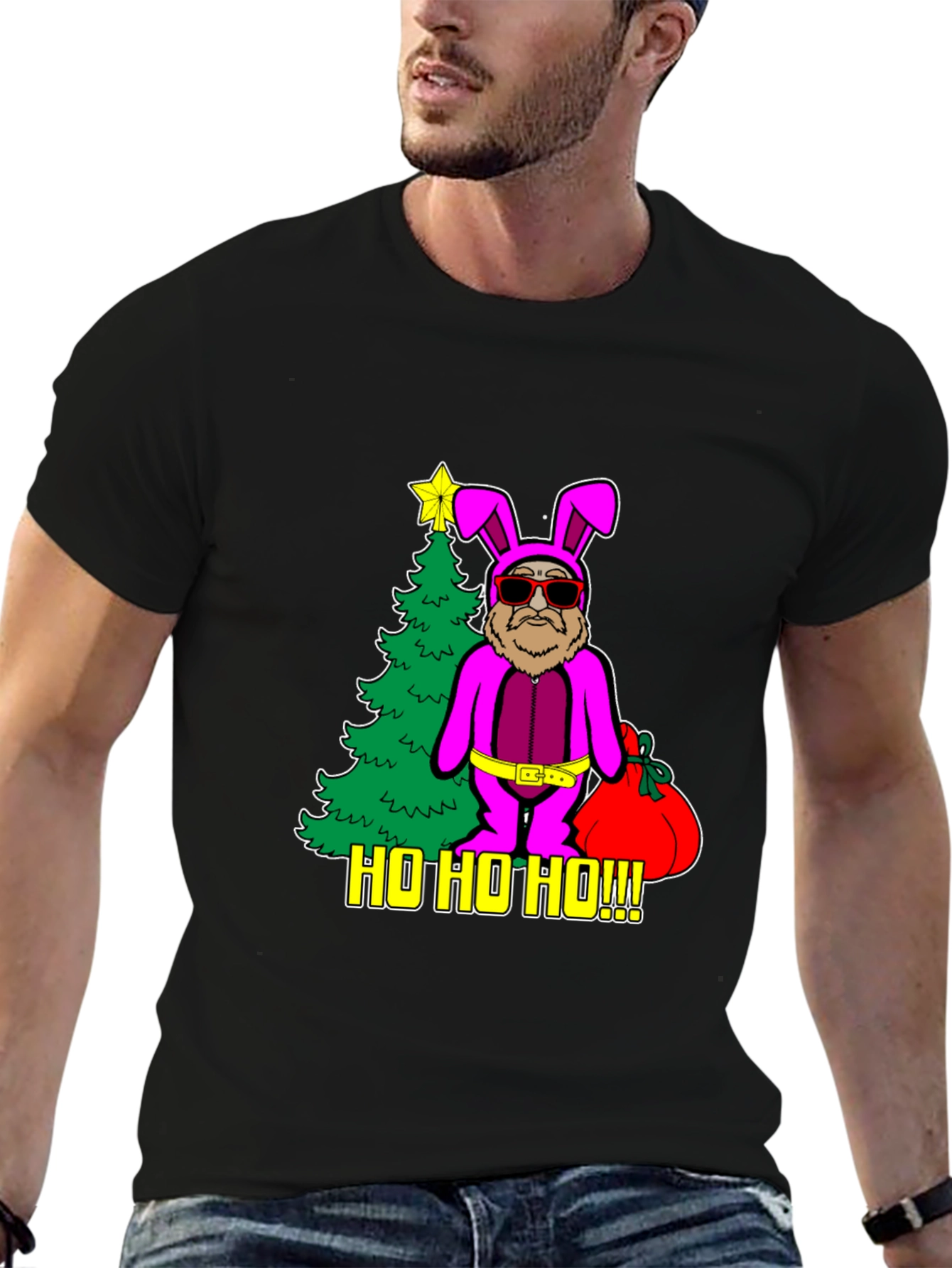 Funny Santa Bunny Costume Christmas T-Shirt