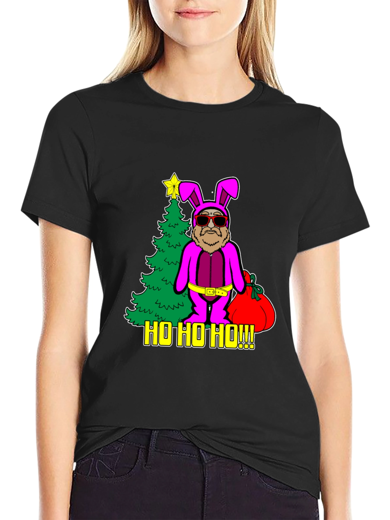 Funny Santa Bunny Costume Christmas T-Shirt