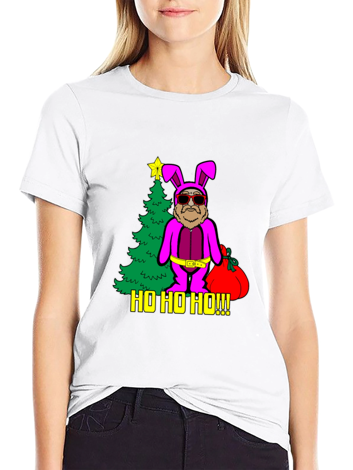 Funny Santa Bunny Costume Christmas T-Shirt