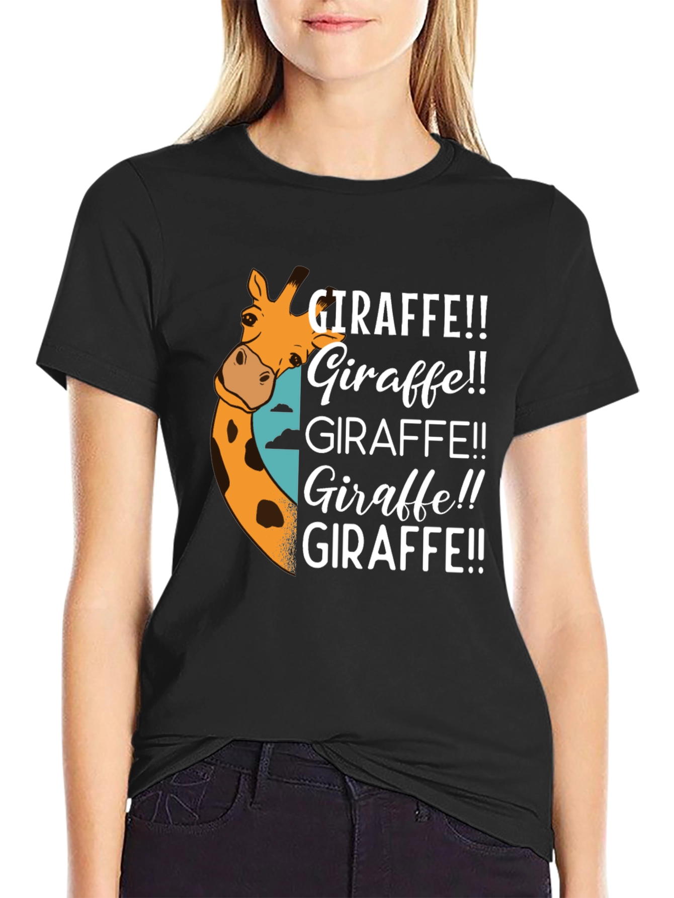 Giraffe Graphic Black T-Shirt