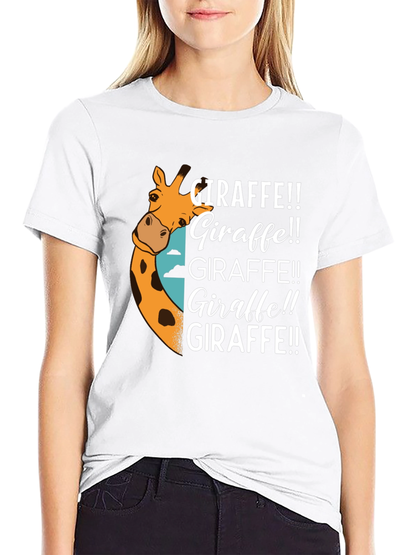 Giraffe Graphic Black T-Shirt