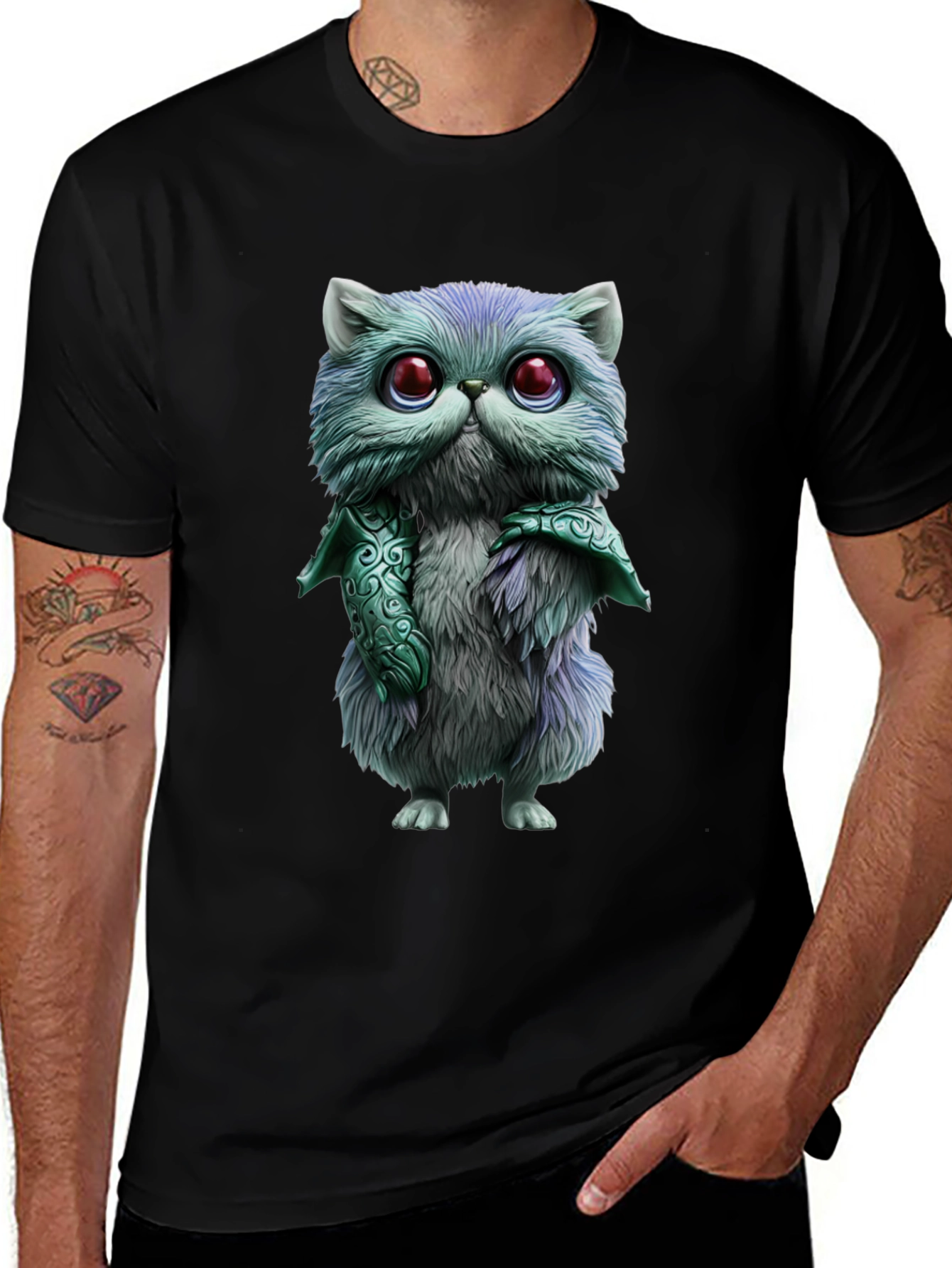 Whimsical Feline T-Shirt - Cute Cartoon Cat Design