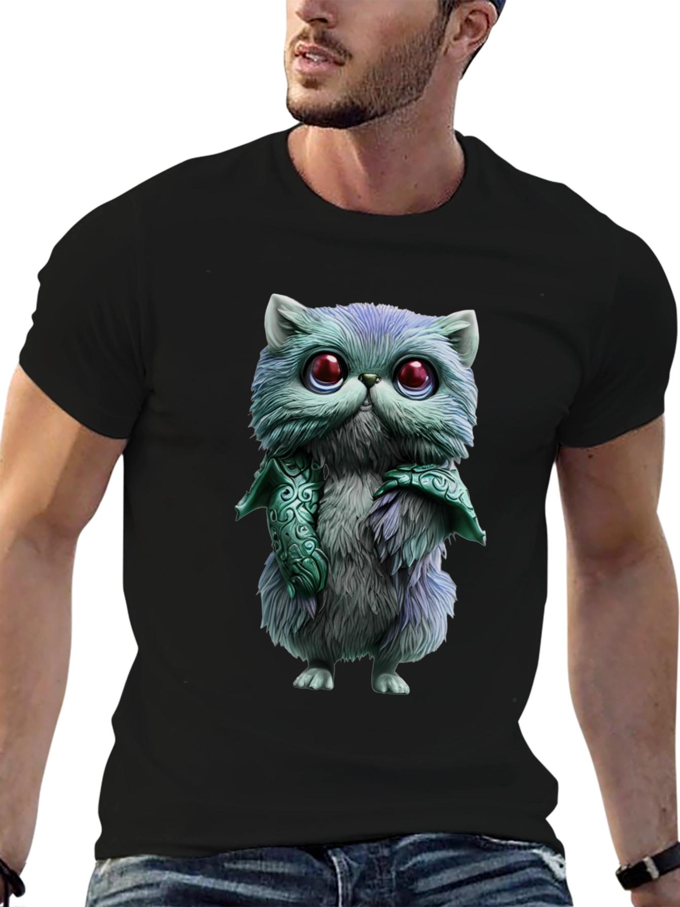 Whimsical Feline T-Shirt - Cute Cartoon Cat Design