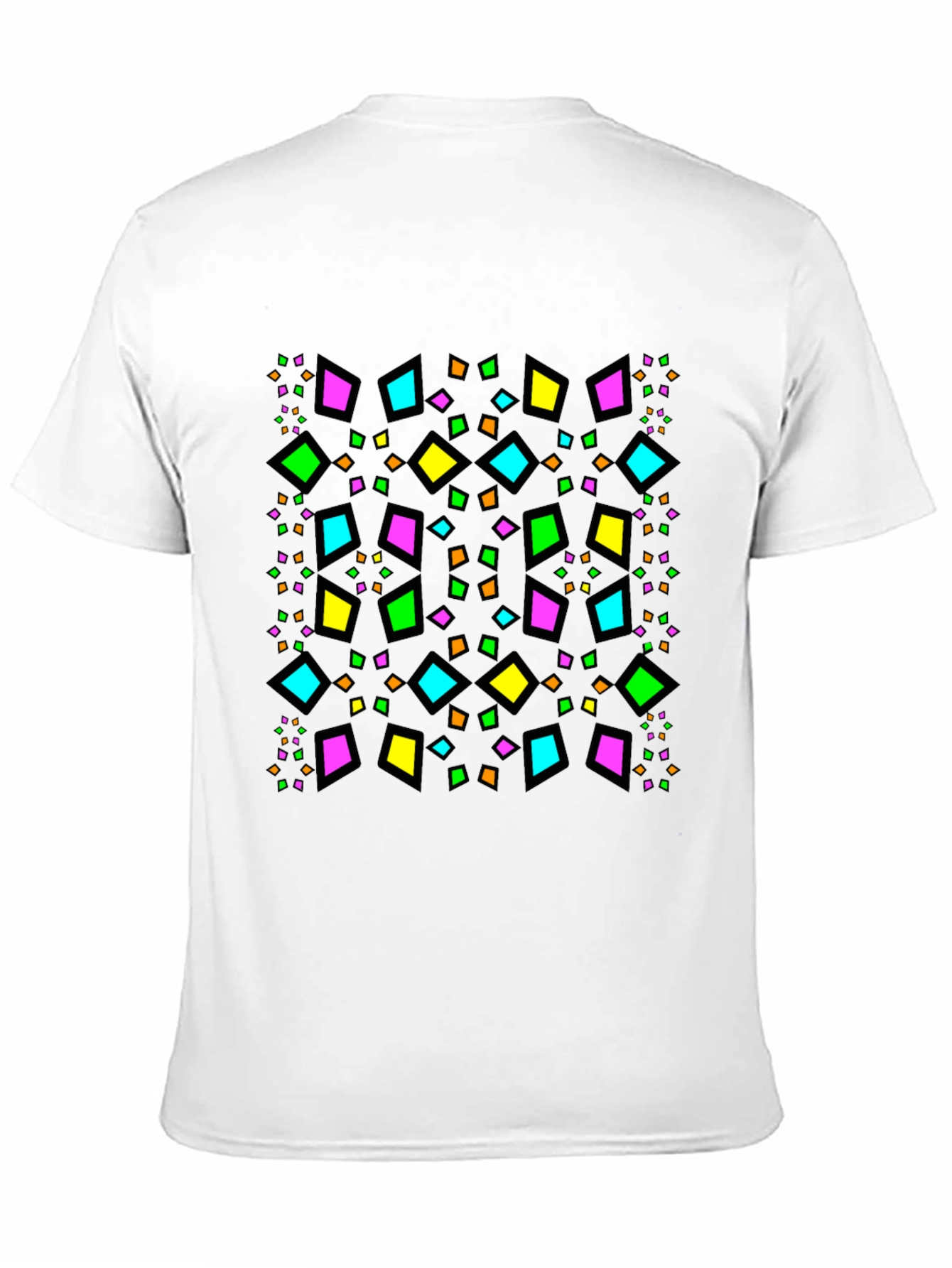 Geometric Diamond Pattern Black T-Shirt