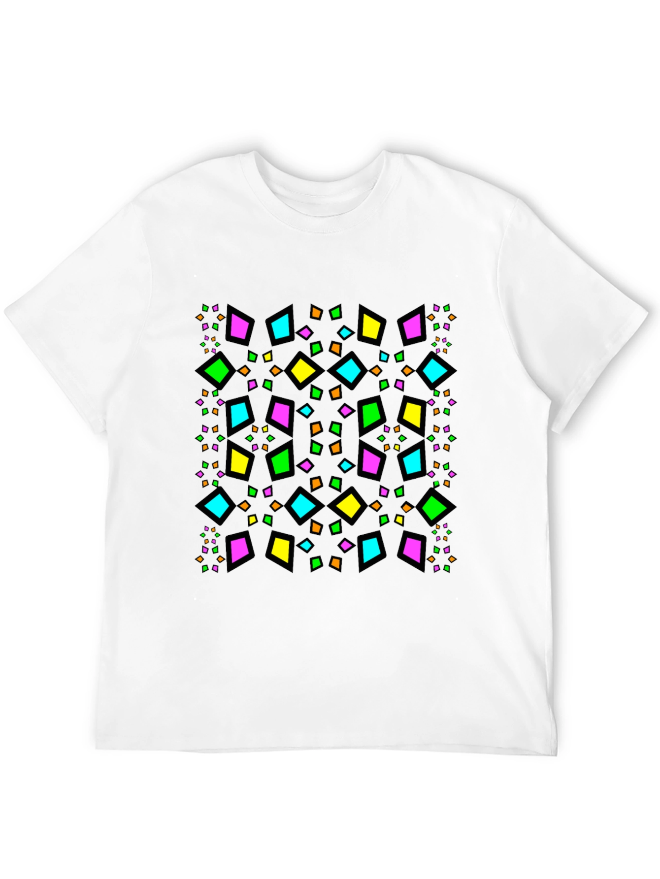 Geometric Diamond Pattern Black T-Shirt