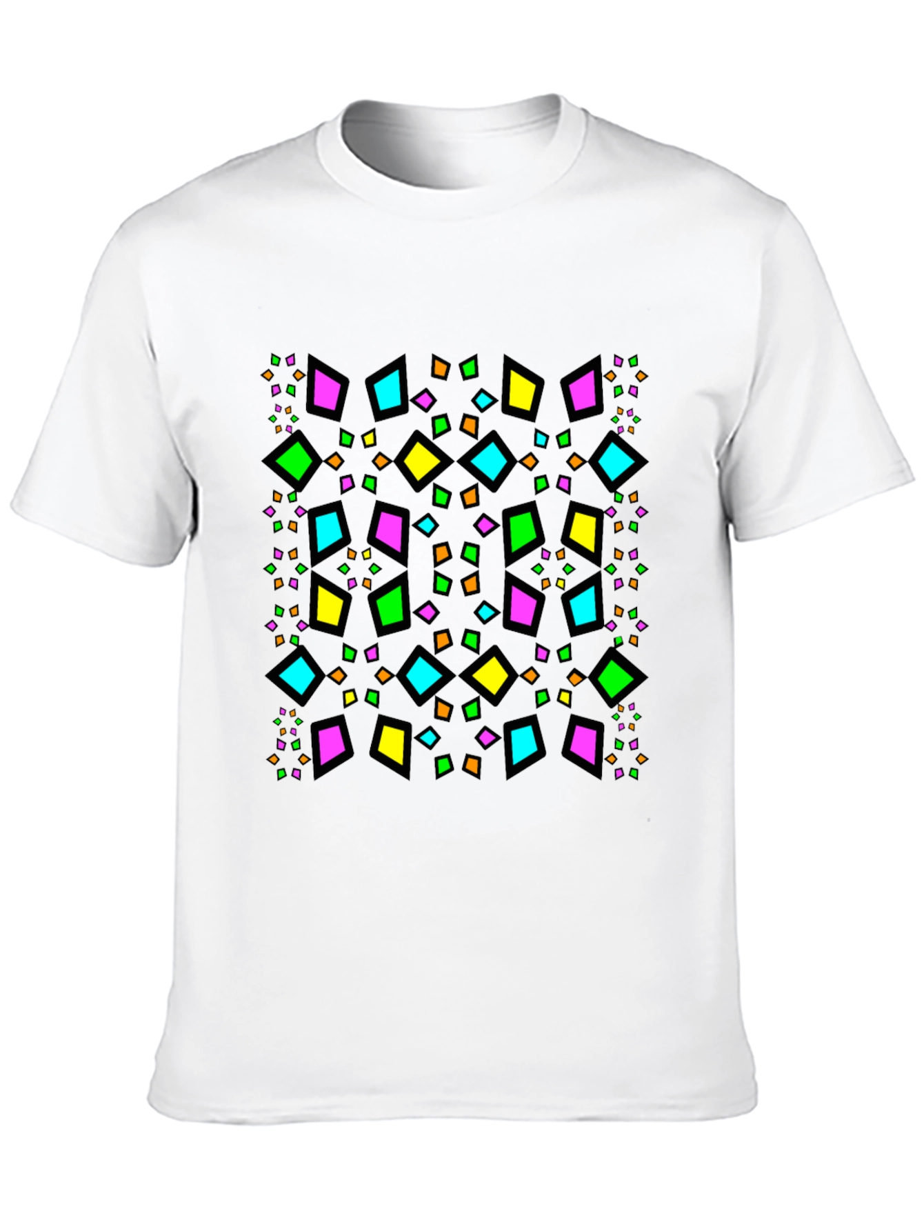 Geometric Diamond Pattern Black T-Shirt